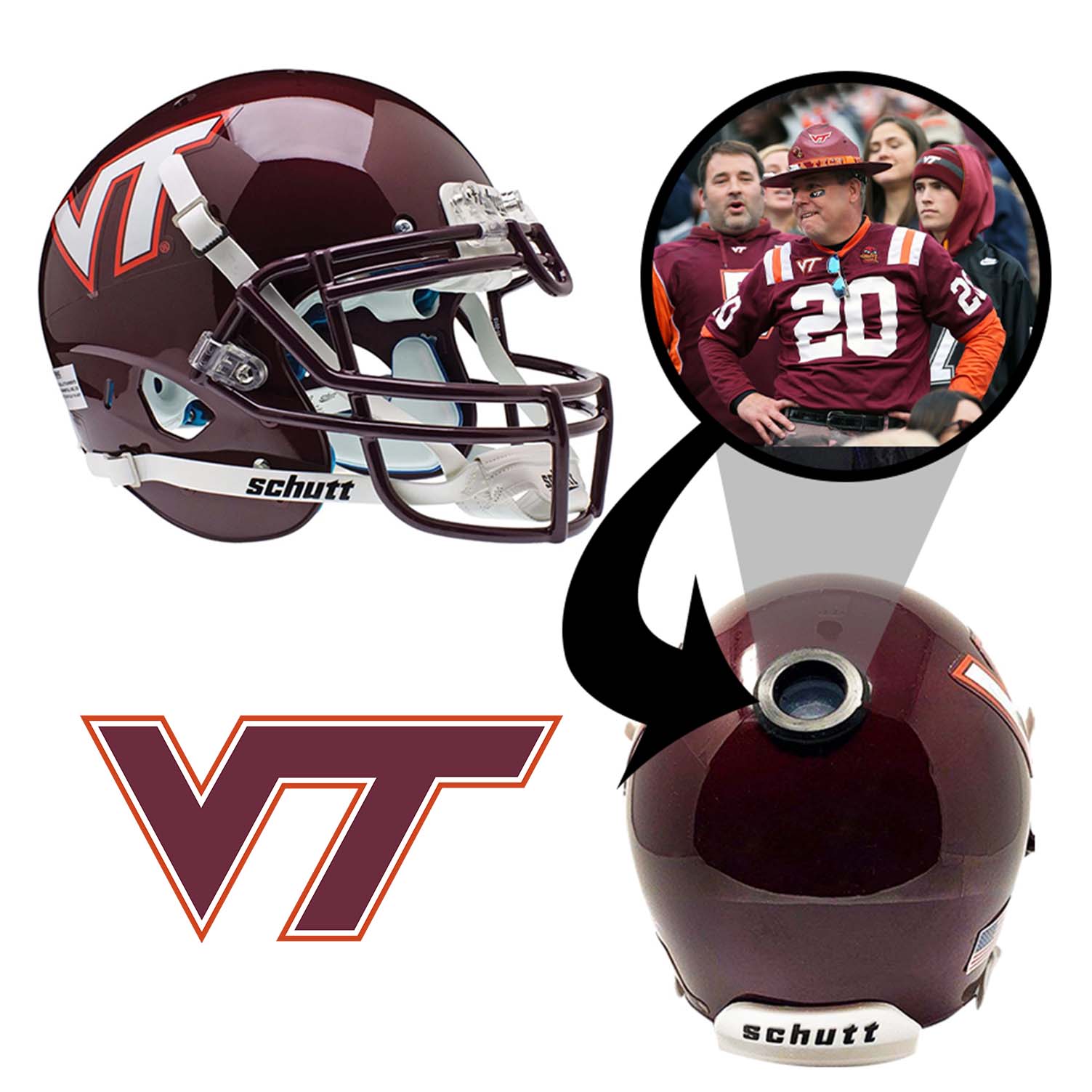 Virginia Tech Hokies College Football Collectible Mini Helmet - Authentic Replica with Display Stand - Perfect for Fans, Sports Memorabilia Collectors & Game Room Decor