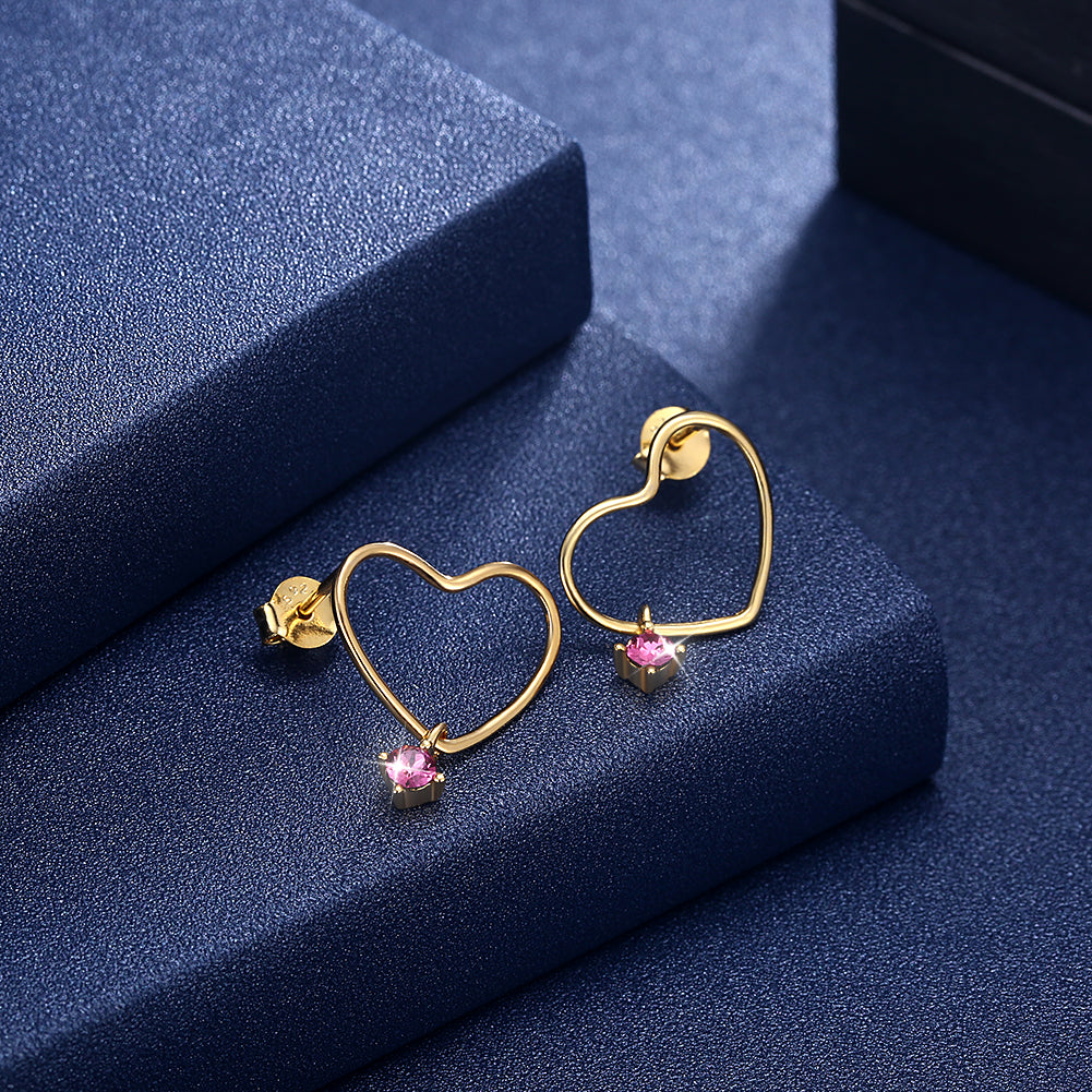 MABELLA 925 Sterling Silver Gold Plated Geometric Stud Earrings with Swarovski Crystals - Elegant Jewelry Gift for Women, Girlfriend, Wife | Perfect for Birthday, Anniversary, Valentine's Day & Special Occasions