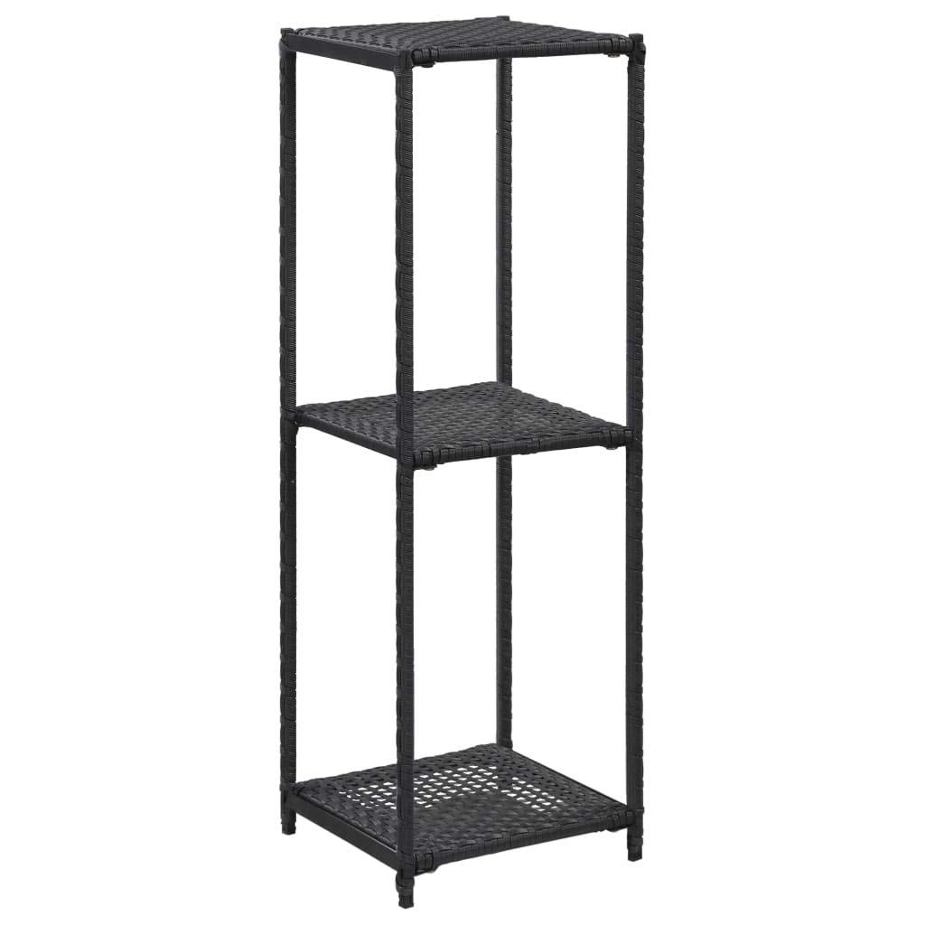 Modern Black Poly Rattan Bookcase Shelf - 11.8