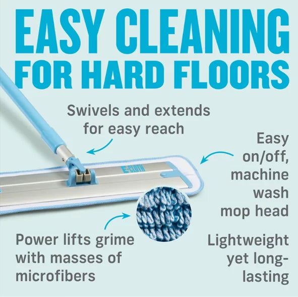 E-Cloth Deep Cleaning Mop - Premium Microfiber Mop for Floors, Tile & Hardwood - Ultra Absorbent & Reusable - Perfect for Home, Kitchen & Bathroom Cleaning