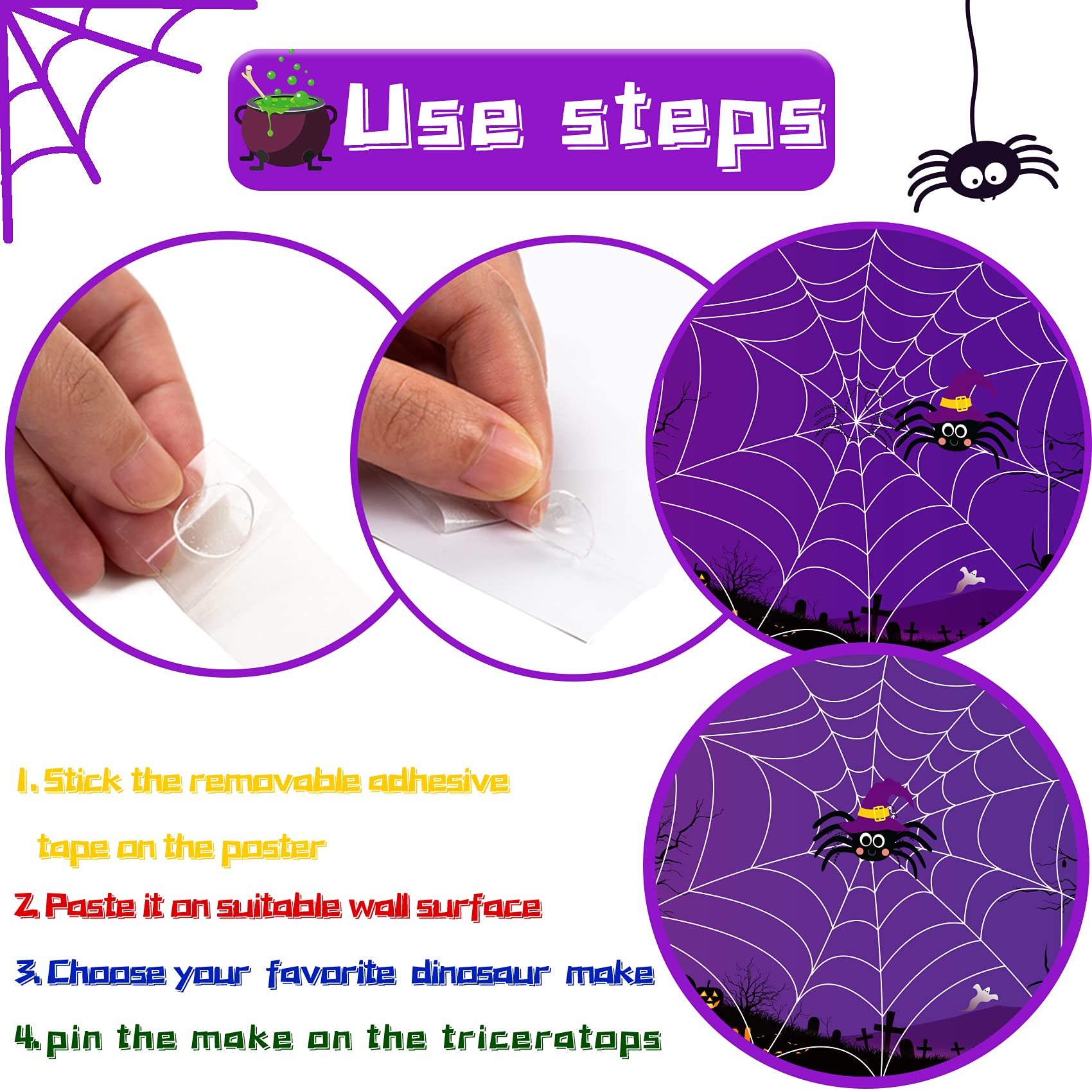 BAYLAY Halloween Pin The Tail Game - Fun Pin The Spider On The Web Party Game for Kids | Indoor & Outdoor Halloween Activities | Perfect for Halloween Parties, Classroom Games & Family Gatherings