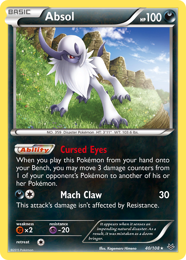 Absol (40/108) Pokemon Card - XY: Roaring Skies | Collectible Trading Card for Battles & Display