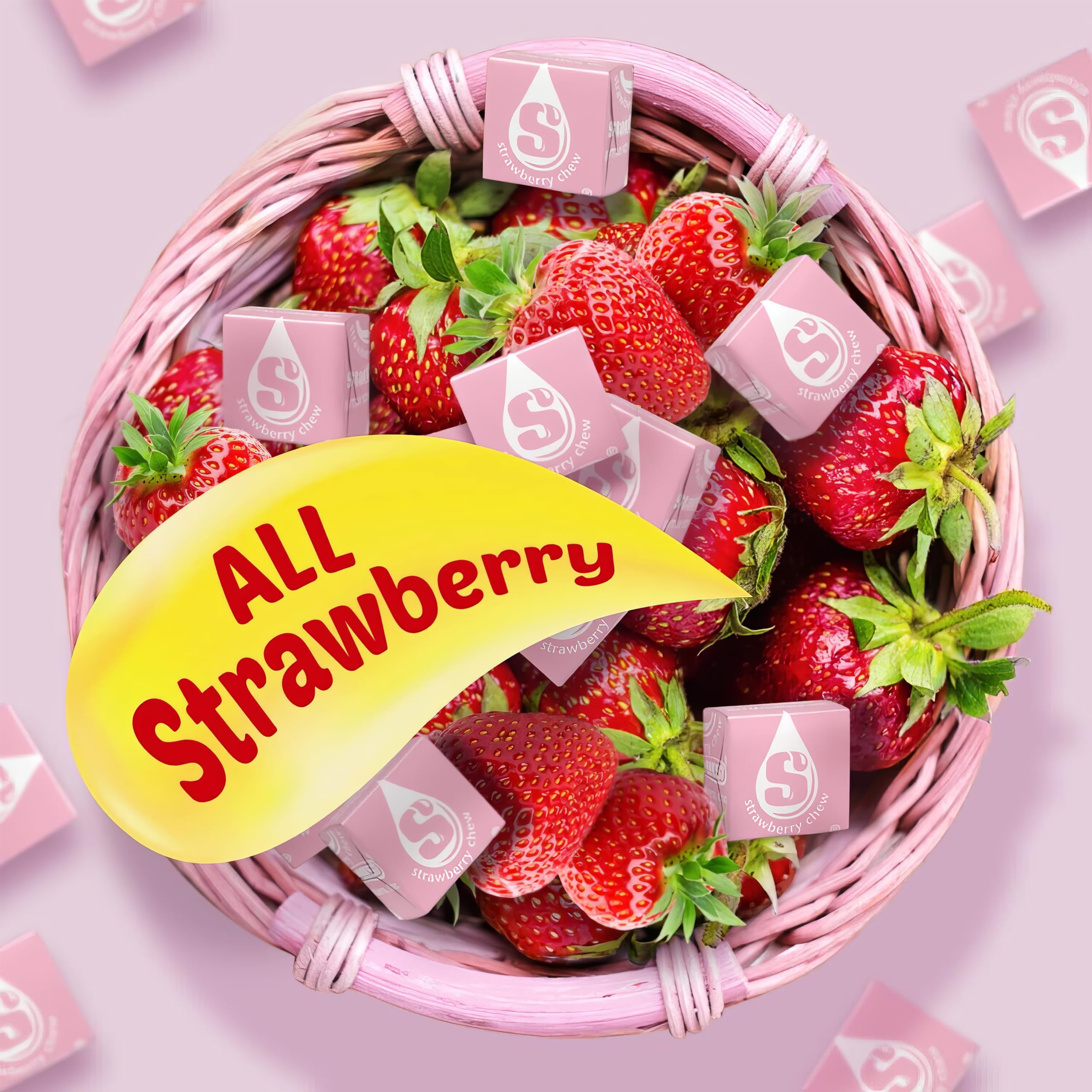 Strawberry Chewy Candy - 1 Pound Bulk Individually Wrapped Pink Candies (Approx 90 Pieces) - Sweet Snacks for Kids & Adults - Perfect for Christmas Candy Buffets, Party Favors, and Holiday Decorations
