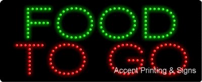 Flashing & Animated LED Restaurant Sign - Energy Efficient Food To Go Sign for Cafes, Diners & Takeout Businesses - Perfect for Storefronts & Drive-Thru Windows