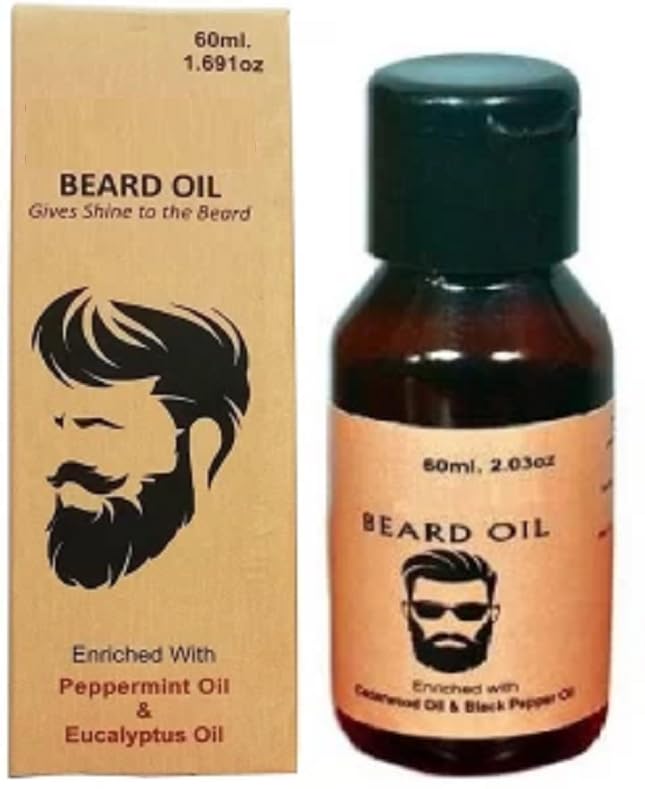 Elecsera Advanced Beard Growth Oil for Men - Natural Almond & Thyme Formula for Thicker, Fuller Facial Hair (60ml) | Promotes Beard Growth & Moisturizes Skin | Perfect for Daily Grooming & Styling Routine