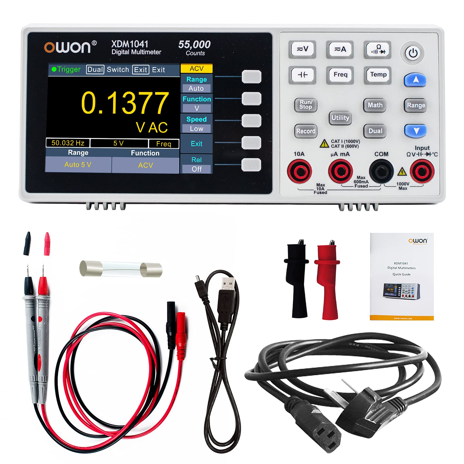 OWON XDM1041 Mini Desktop Digital Multimeter - 3.7in LCD True RMS Multimeter with Temperature Measurement | Perfect for Home DIY, Electronics Repair & Industrial Use