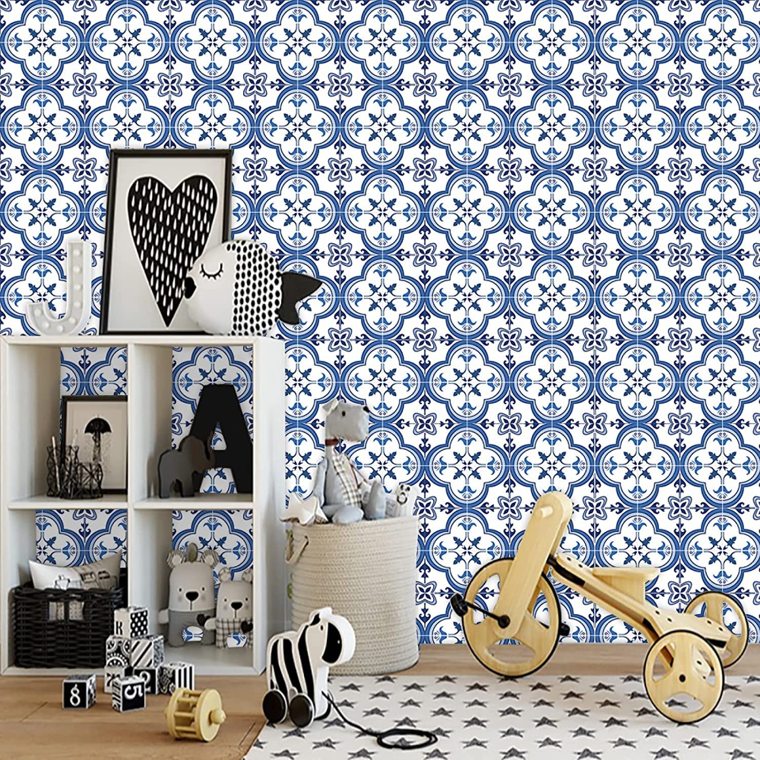 Blue Peel and Stick Kitchen Tile Stickers 30cm x 30cm - Waterproof Self-Adhesive Backsplash Tiles for Kitchen, Bathroom, Laundry Room - Easy DIY Home Decoration Upgrade