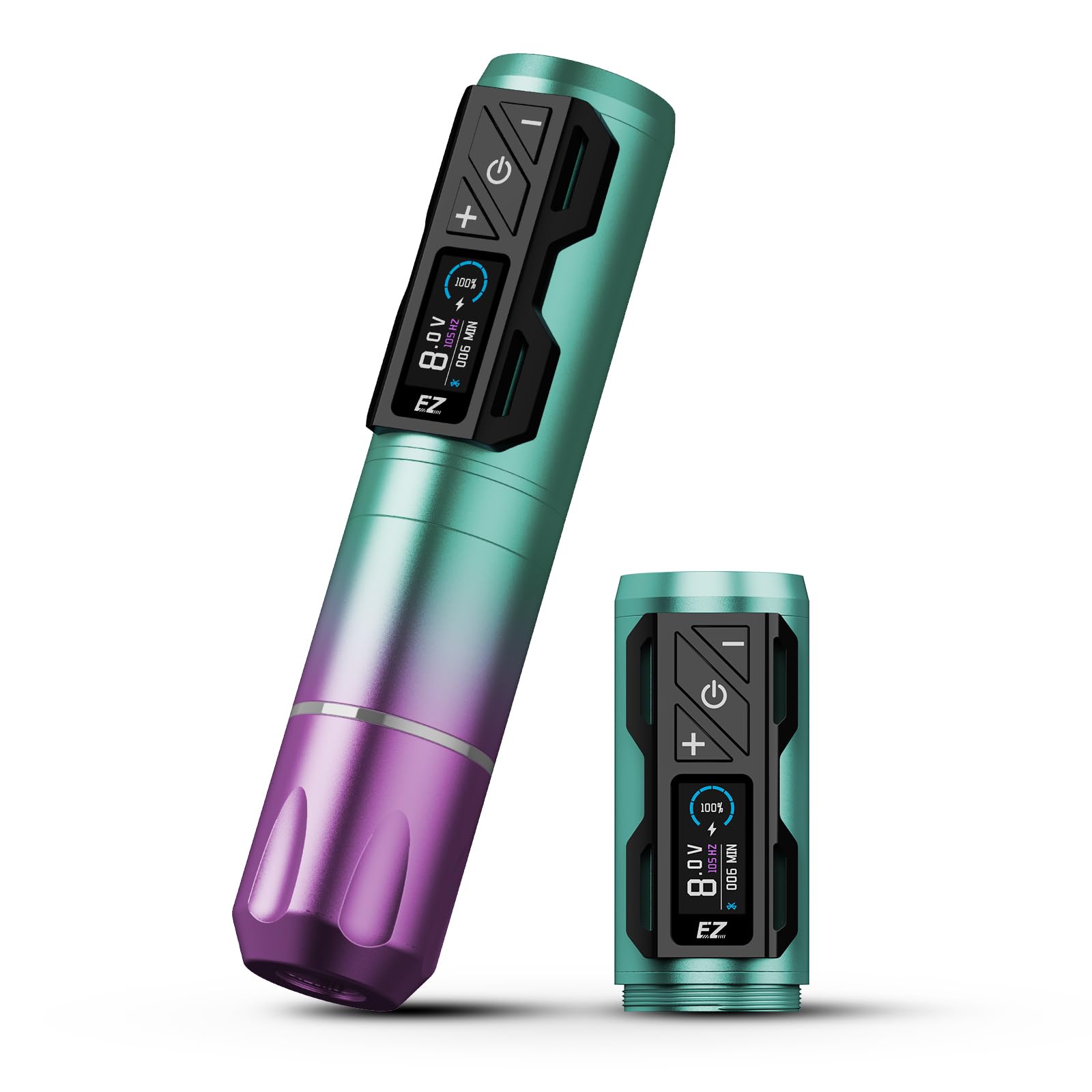 EZ P2S Pro Wireless Tattoo Gun - Rotary Tattoo Machine Pen with OLED Display & 1800mAh Battery | Professional Tattoo Equipment for Artists | Perfect for Studio & Home Tattooing (Purple Blue)