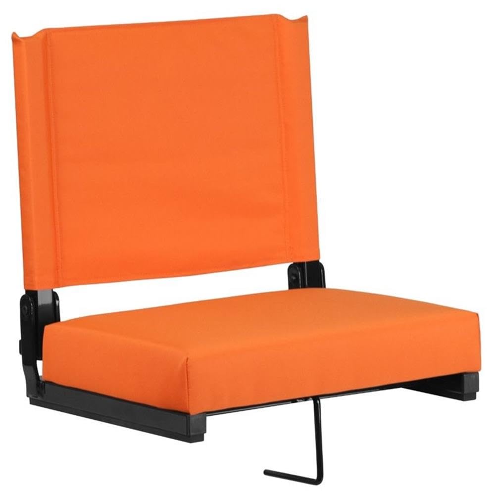 Flash Furniture Grandstand Portable Folding Stadium Seat - Padded Bleacher & Bench Chair with Carrying Handle, 500 lb Capacity, Orange - Perfect for Sporting Events, Concerts & Outdoor Activities
