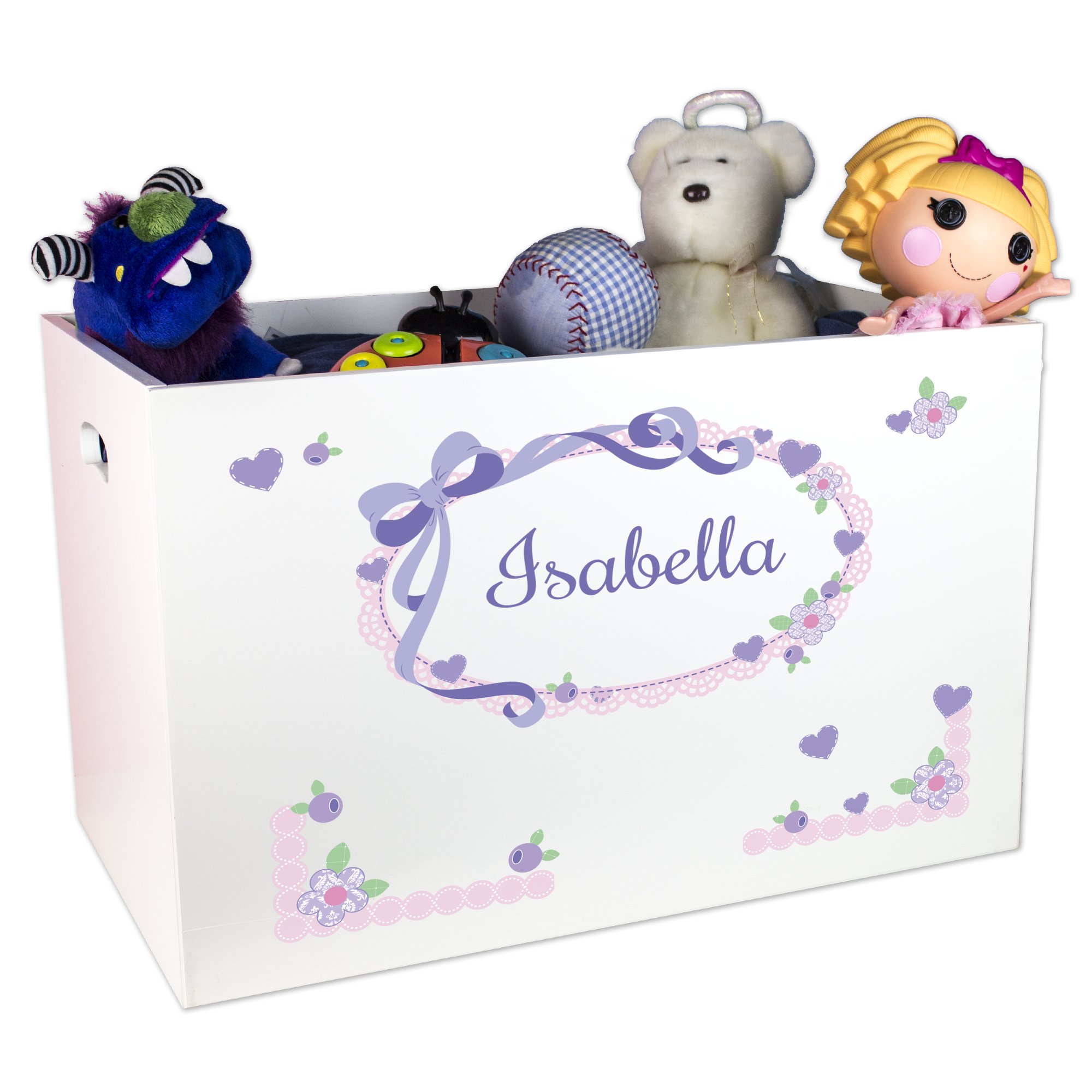 Personalized Baby Toy Storage Box with Lavender Bow - Perfect Nursery Organization & Newborn Gift for Baby Showers, Birthdays, and Christenings