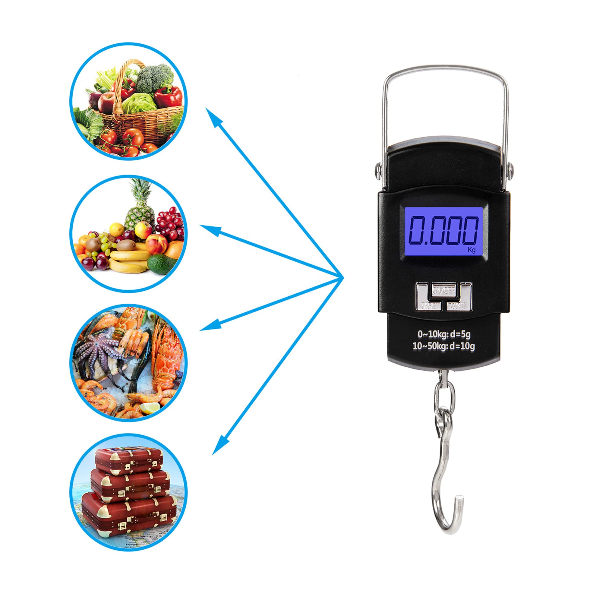 Hyindoor Portable Digital Luggage Scale 50kg/110lb - Electronic Suitcase Weight Scale for Travel, Hanging Baggage Weigher - Perfect for Airports, Hotels & Cruise Travel Packing