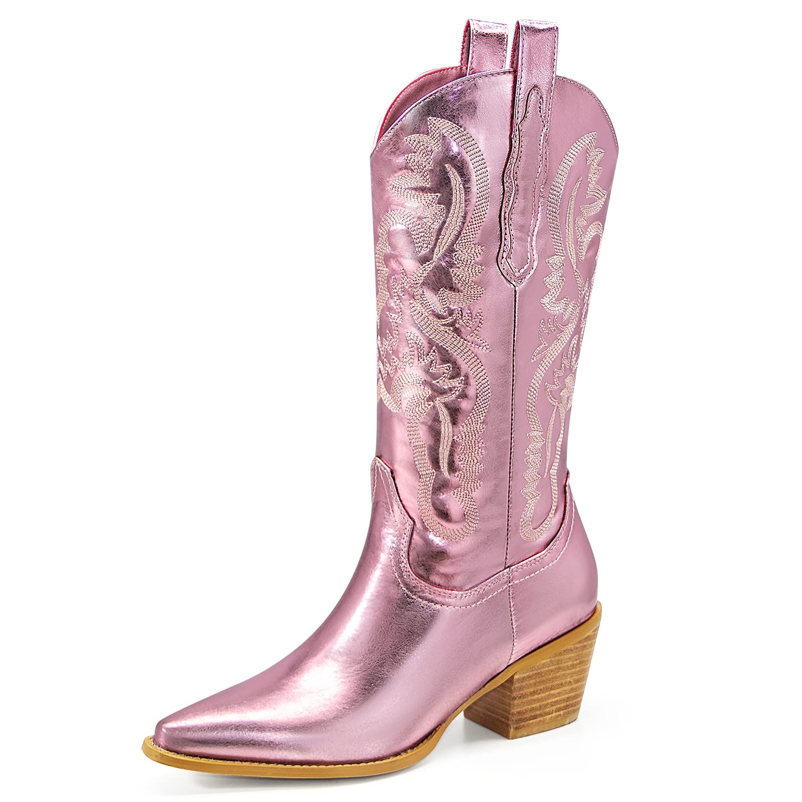**Ouepiano Women's Cowboy Boots - Wide Calf Embroidered Western Boots for Cowgirls | Perfect for Rodeo, Country Dancing & Casual Wear**