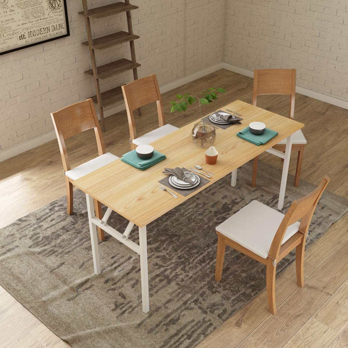 62 Inch Modern Simple Style Folding Computer Desk - Home Office Writing Desk with Space Saving Design, No Installation Needed - Perfect for Small Spaces, Dorm Rooms & Home Offices