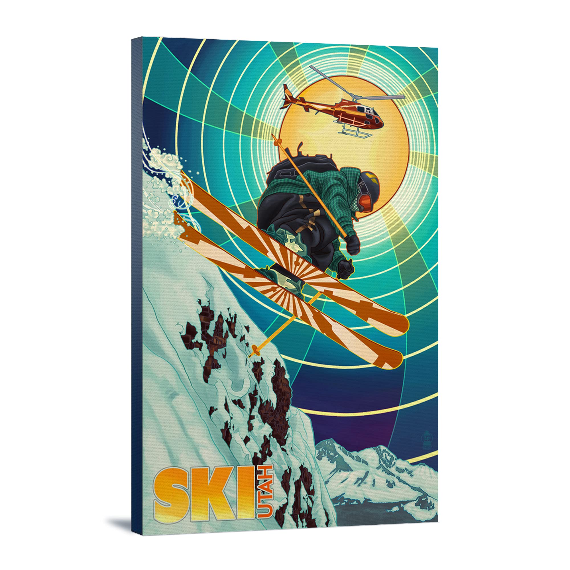 Lantern Press Utah Heli-Skiing Wall Art - 16x24 Wrapped Canvas Print for Home & Office Decor - Perfect for Ski Lovers & Adventure Themed Interiors