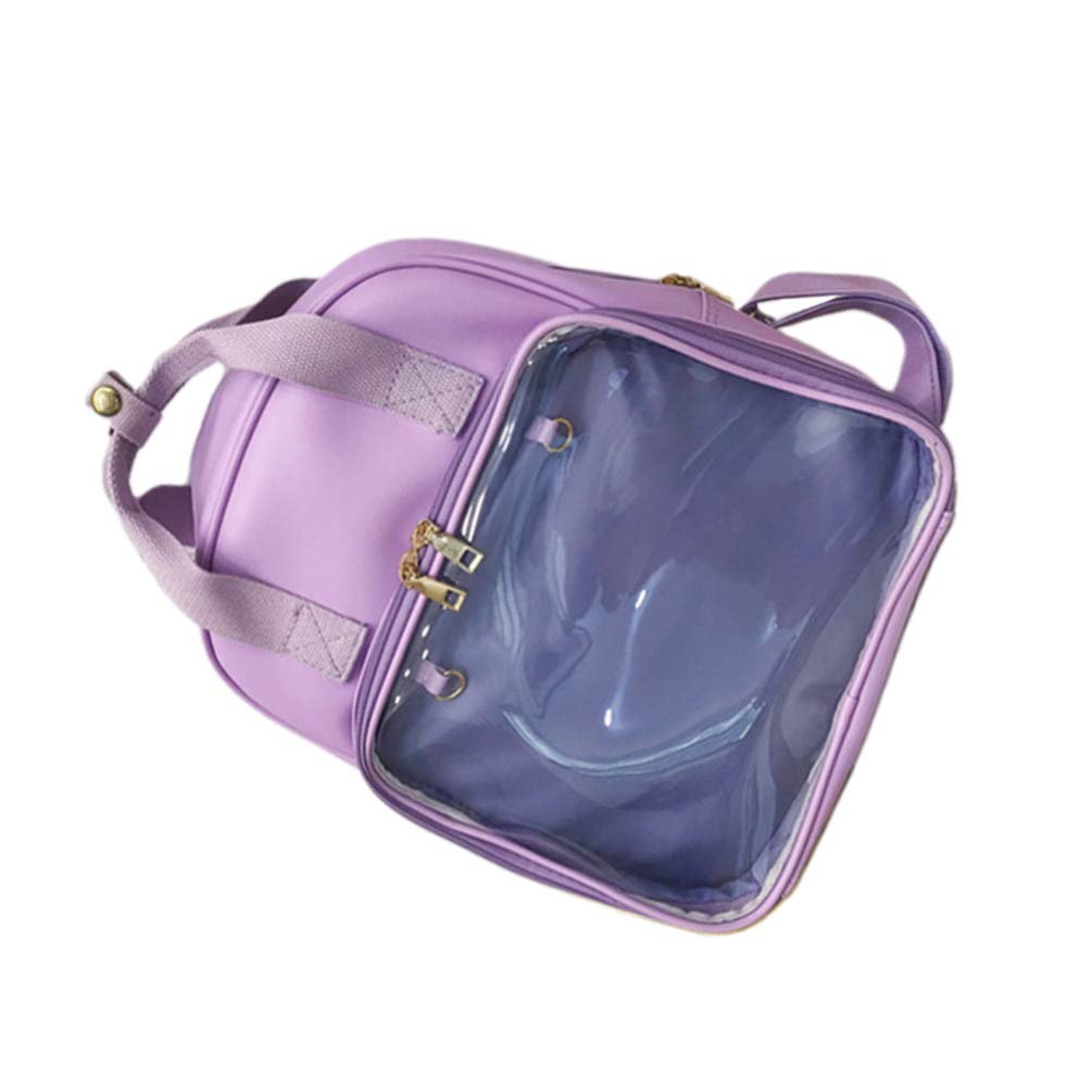 Obuyke Small Clear Backpack - Heavy Duty PVC Waterproof Transparent Travel Backpack for School, Work & Stadium - See Through Bookbag for Women & Men (Purple) - Perfect for Security Checks, Concerts & Travel