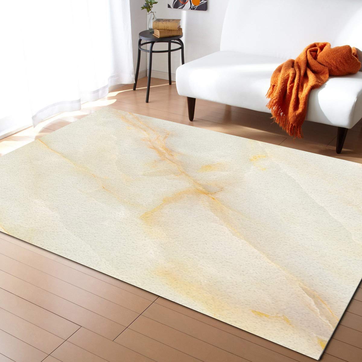 Non-Slip Washable Indoor/Outdoor Accent Rug - 2x3ft Bathroom Mat for Front Door, Bedroom & Kitchen - Marble Design Floor Carpet for Home Decor & High Traffic Areas