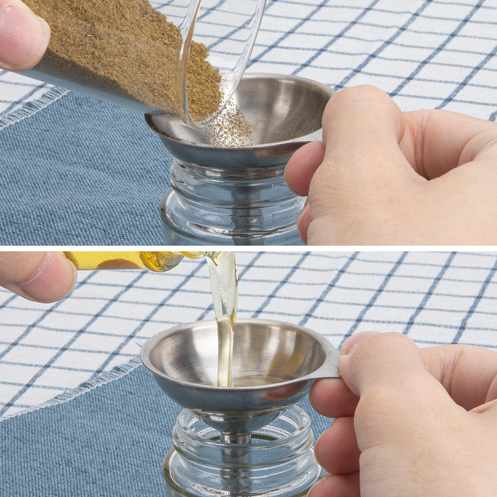 3-Piece Small Stainless Steel Kitchen Funnels Set - Food Grade Metal Funnels for Bottles, Essential Oils, Spices & Liquids - Perfect for Home Kitchen, DIY Projects & Crafting