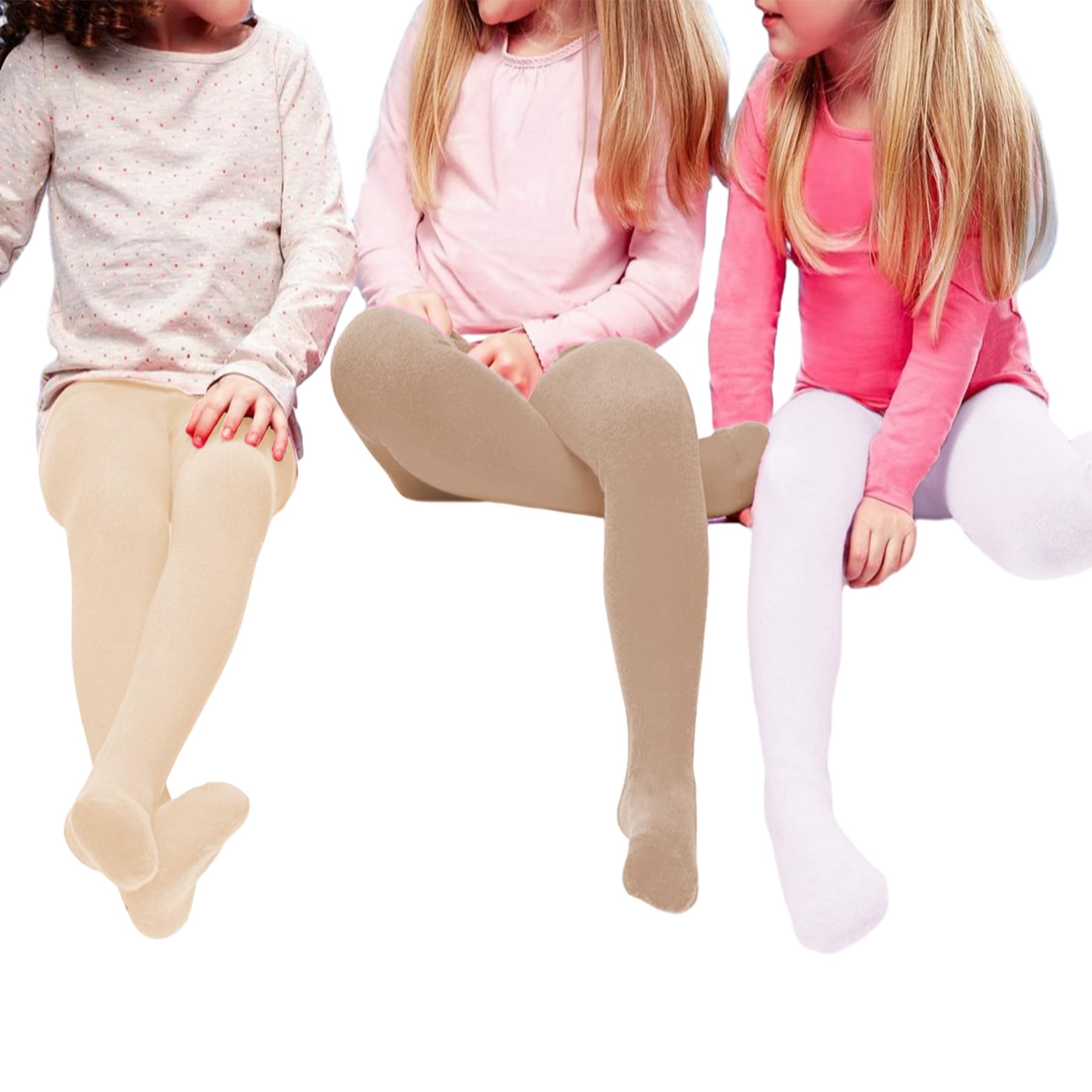 Zando Girls Ballet Tights 3-Pack - Ultra Soft Footed Dance Tights for Toddlers & Kids - Perfect for Ballet Class, Dance Practice & Gymnastics