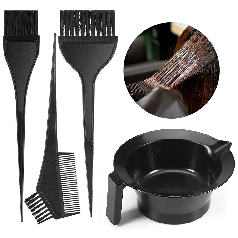 Professional Hair Coloring Kit - CRIYALE Salon-Grade Dye Bowl & Nylon Bristle Brush Set (3 Brushes + 1 Bowl, 300ml) for Men & Women - Perfect for At-Home Hair Dyeing, Salon Styling & DIY Hair Coloring