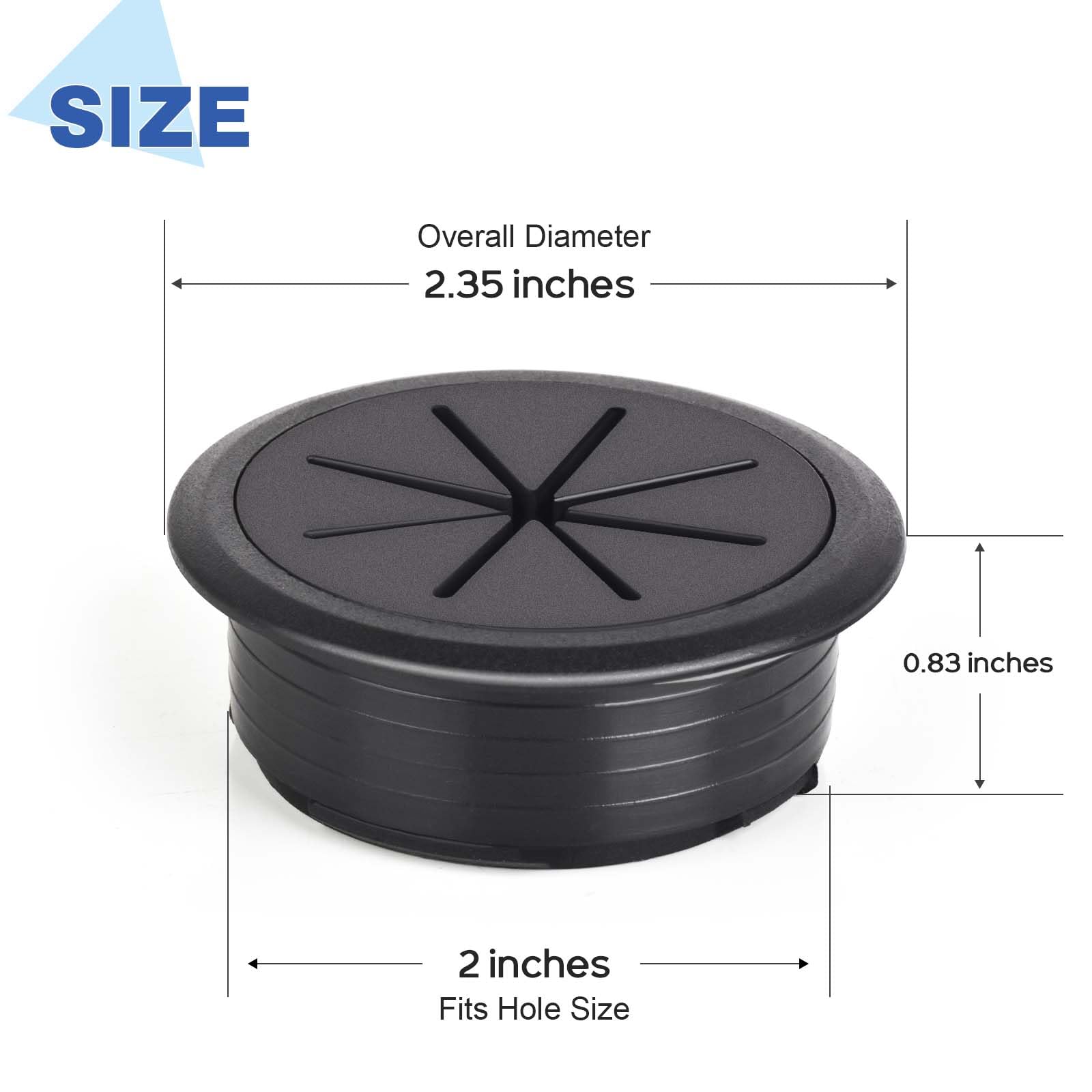 10-Pack Flexible Silicone Desk Cable Grommets (2 Inch/50mm Hole Size) with Hole Saw - Cable Management Organizer for Office Desks, Workstations & Home Offices - Hide & Route Wires Neatly