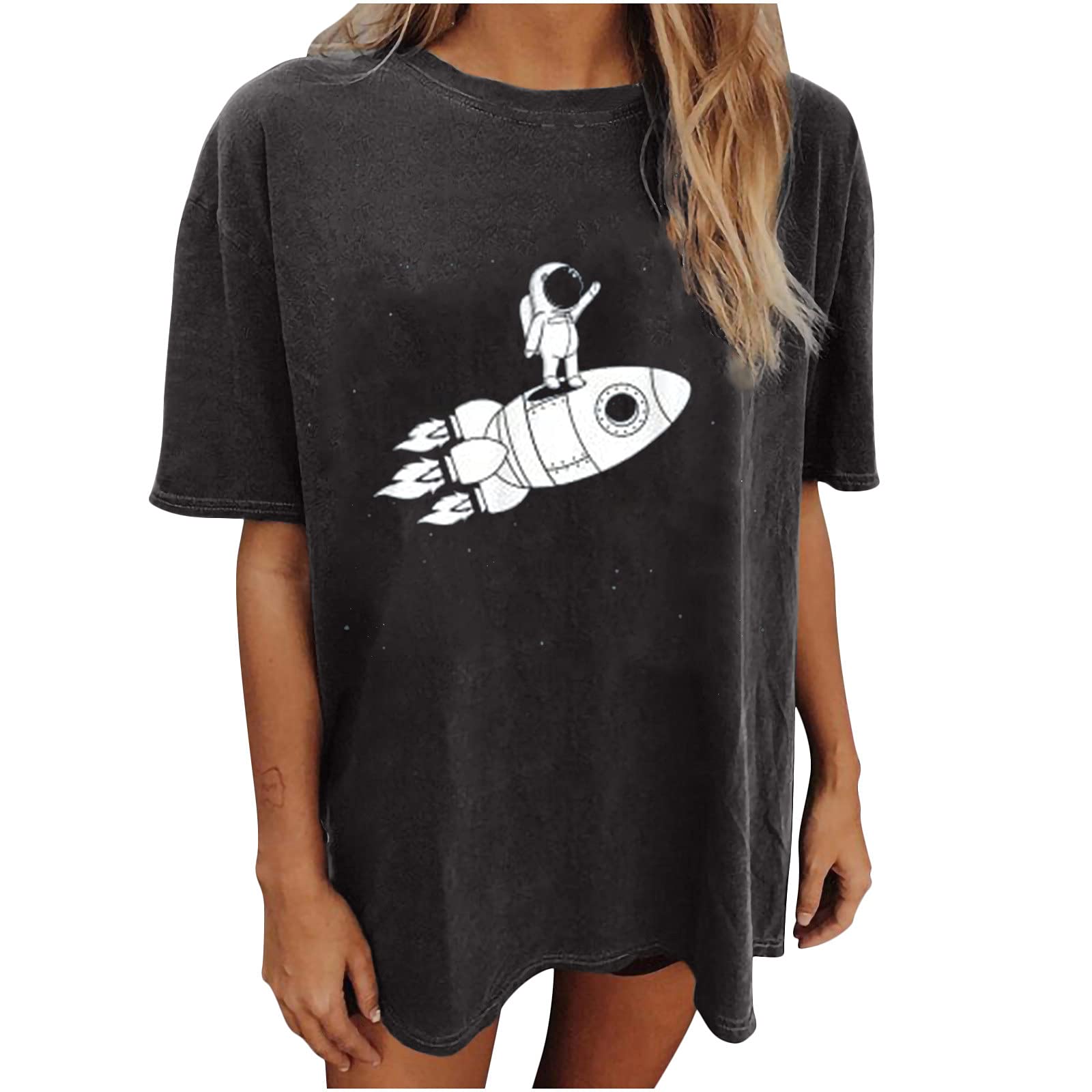 Halloween Skeleton T-Shirts for Women - Oversized Grunge Tops for Party & Cosplay