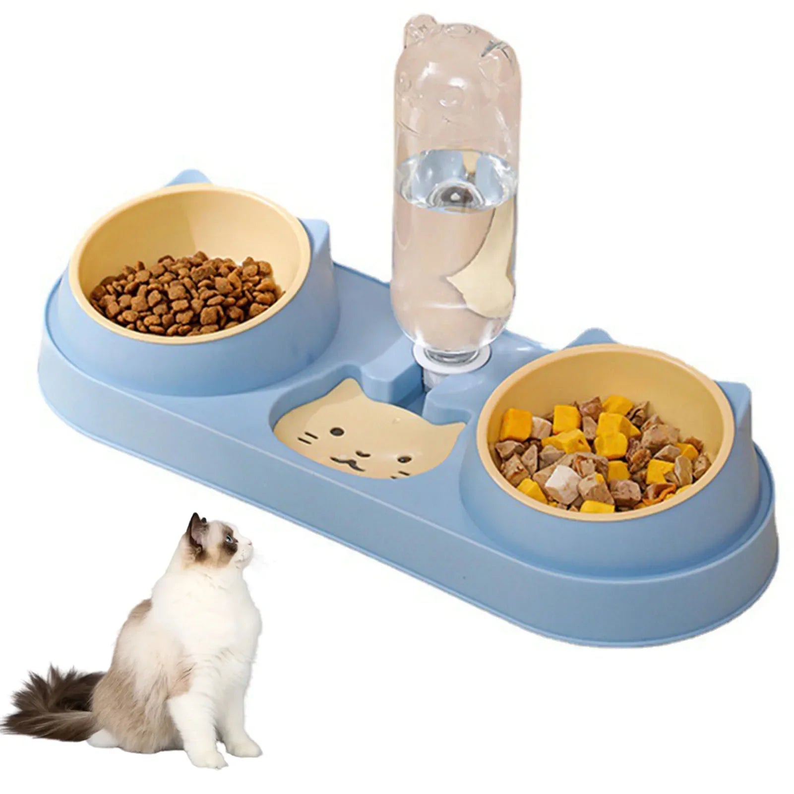 Automatic Pet Water Dispenser and Food Bowl - Self-Filling Dog & Cat Feeder for Home, Travel, and Outdoor Use