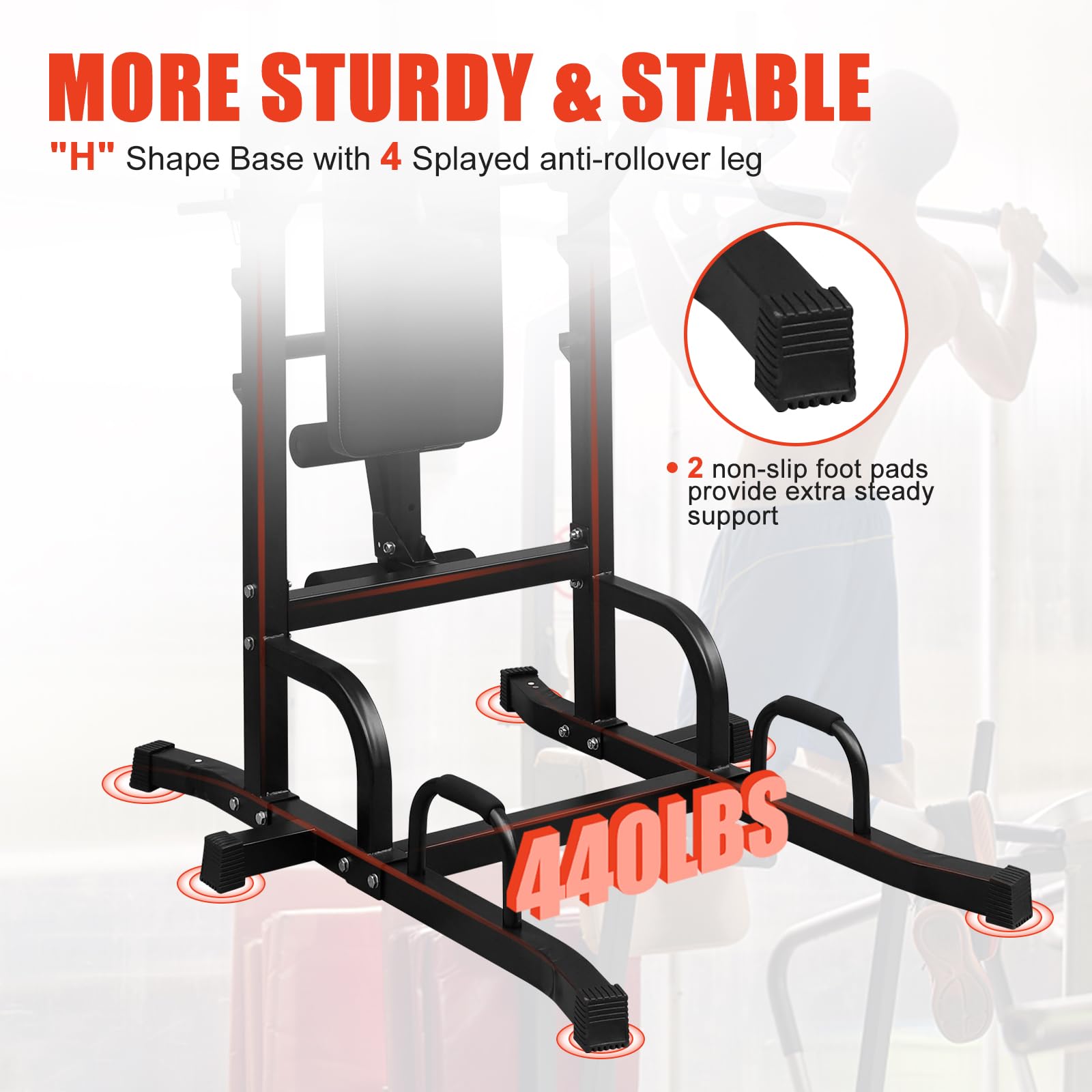 Adjustable Height Dip Bar Station - Heavy Duty Home Gym Equipment for Full Body Strength Training, Pull Up Bar & Multi-Function Dip Station - Perfect for Triceps Dips, Calisthenics & Home Workouts (Ideal for Garage Gym & Small Spaces)