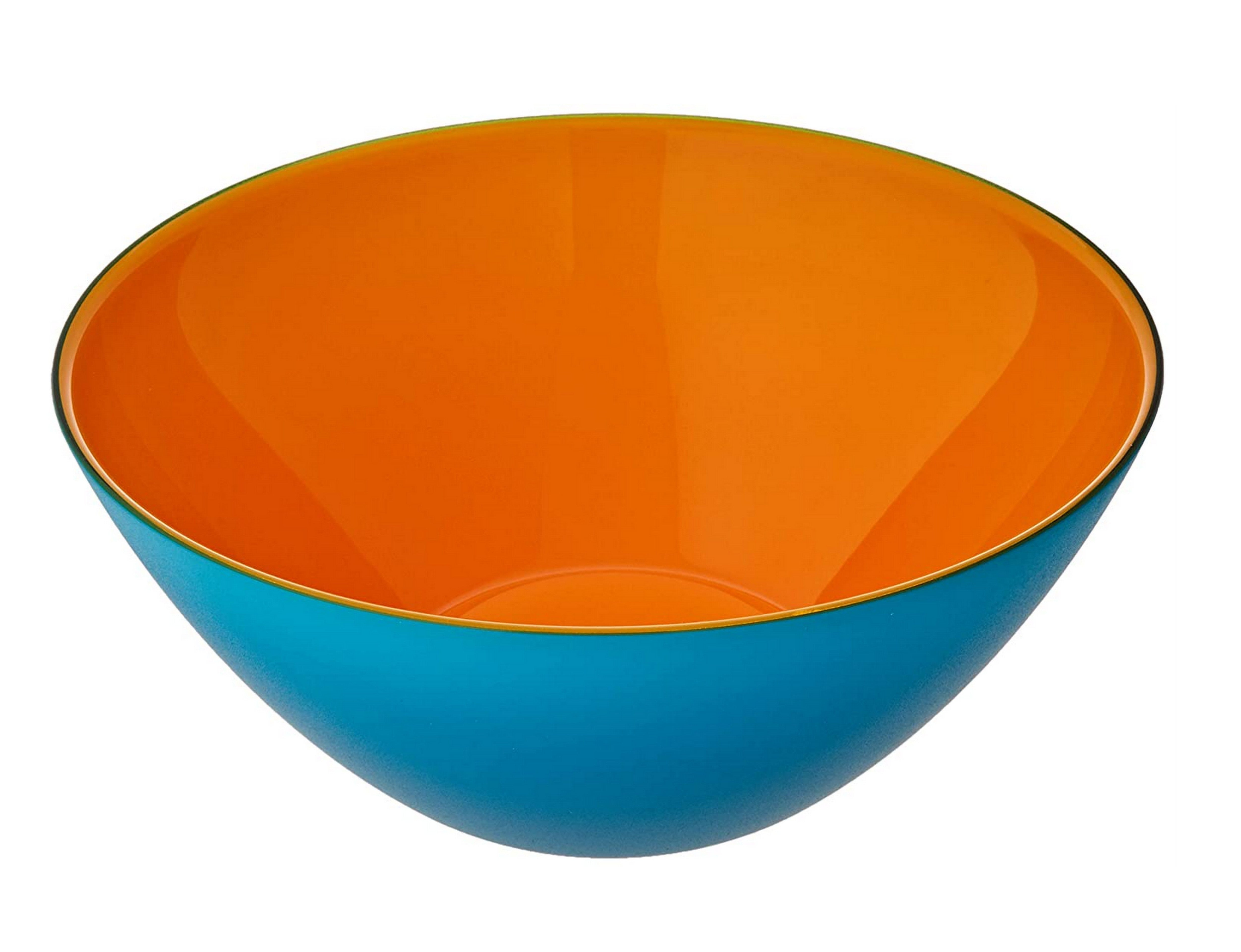 Guzzini My Fusion Large Acrylic Bowl - BPA Free, Shatter Resistant, 9.75 Inch Diameter - Perfect for Serving Salads, Pasta, Snacks & Main Dishes - Vibrant Blue & Orange Colors - Great for Family Dinners, Picnics & Party Serving