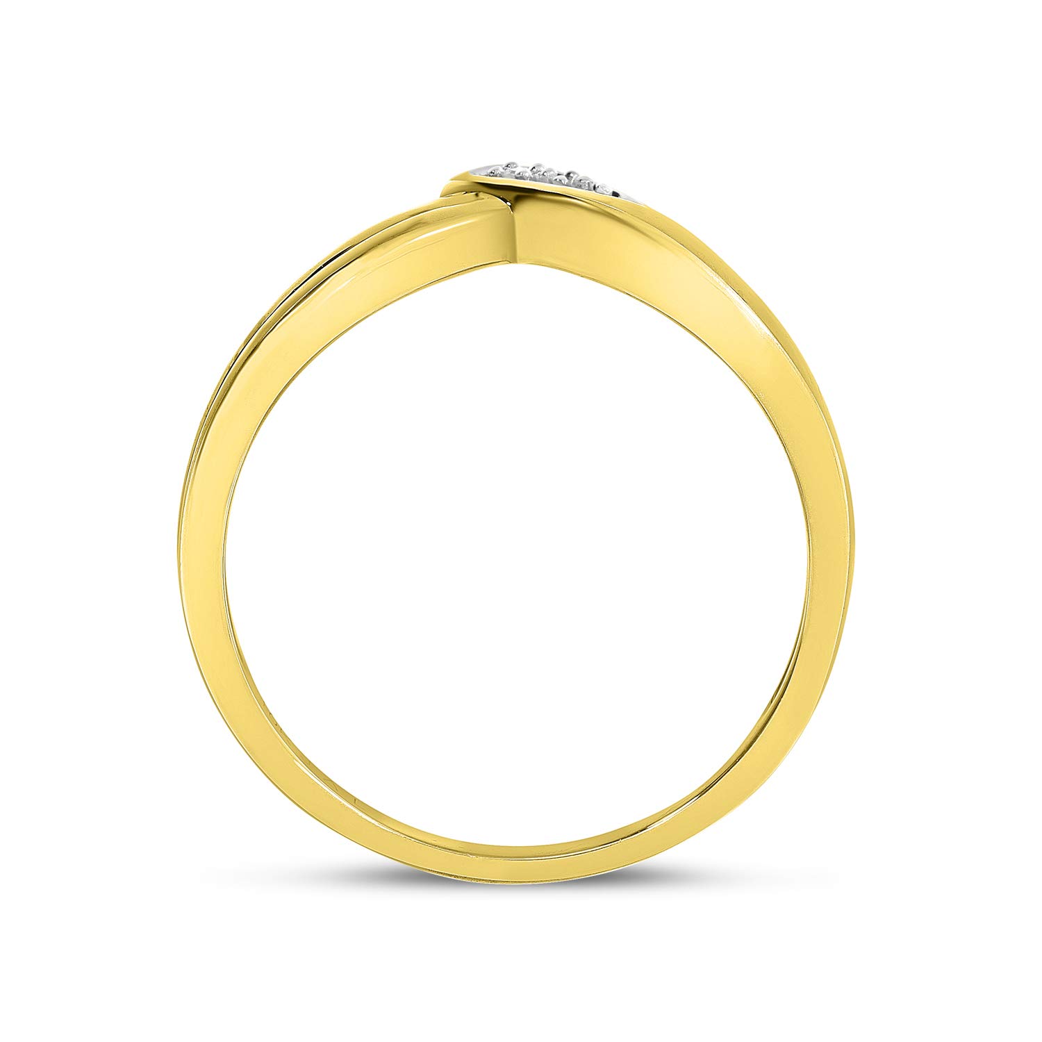 10K Yellow Gold Diamond Chevron Ring for Women - Elegant Stackable Wedding Band, Anniversary Gift, Promise Ring - Perfect for Everyday Wear & Special Occasions
