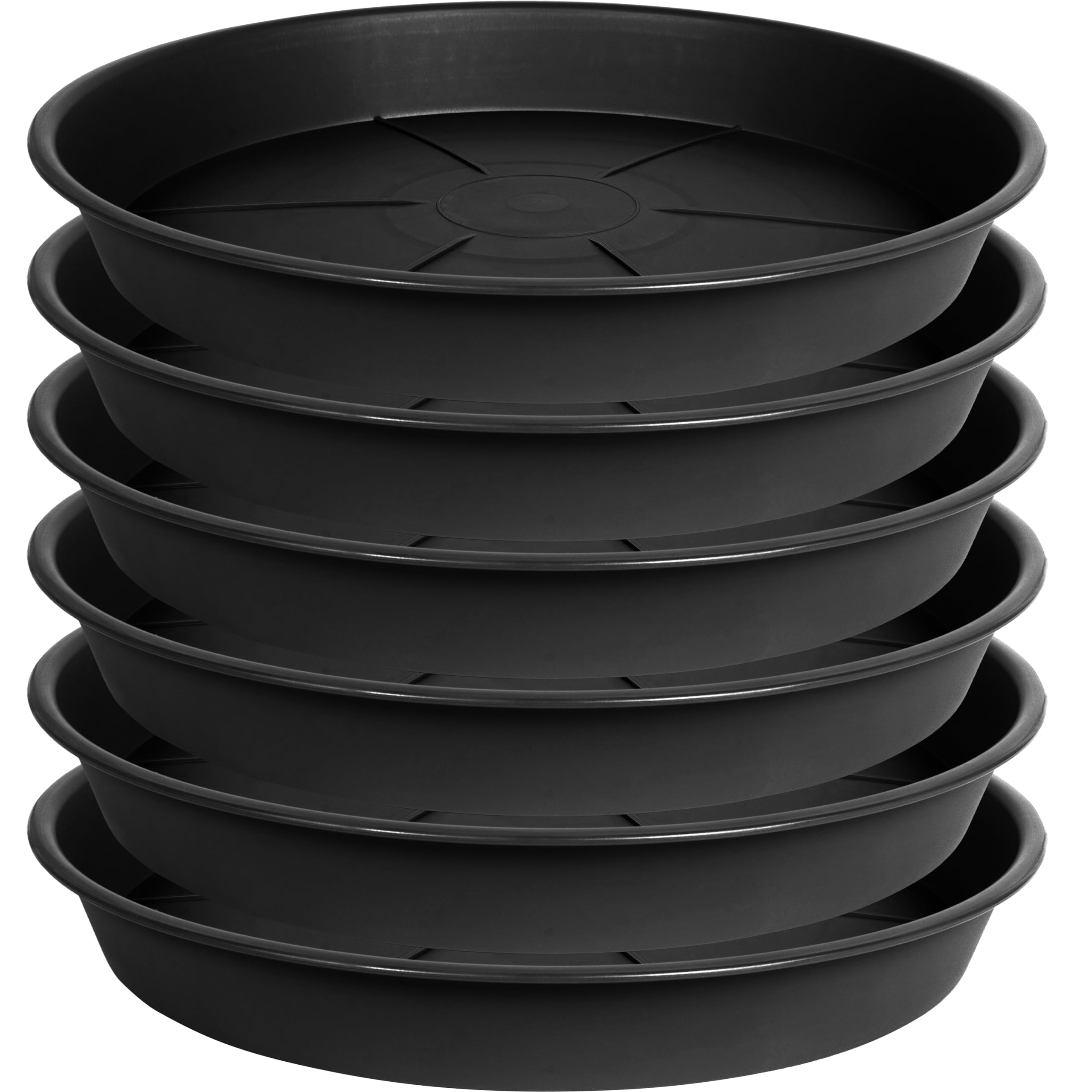 6 Pack Heavy Duty Plastic Plant Saucer Tray 7-8 Inch - Drip Trays for Indoor Outdoor Potted Plants - Black Water Catcher for 7-9