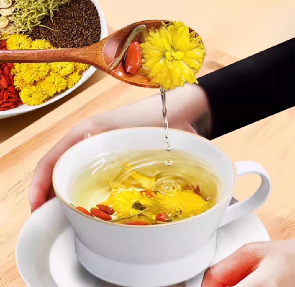 Organic Dandelion Wolfberry Tea Bags with 7 Herbal Ingredients - Kidney & Liver Detox Tea, Chinese Herbal Tea for Wellness & Relaxation (2 Bags) - Perfect for Daily Detox, Stress Relief & Immune Support