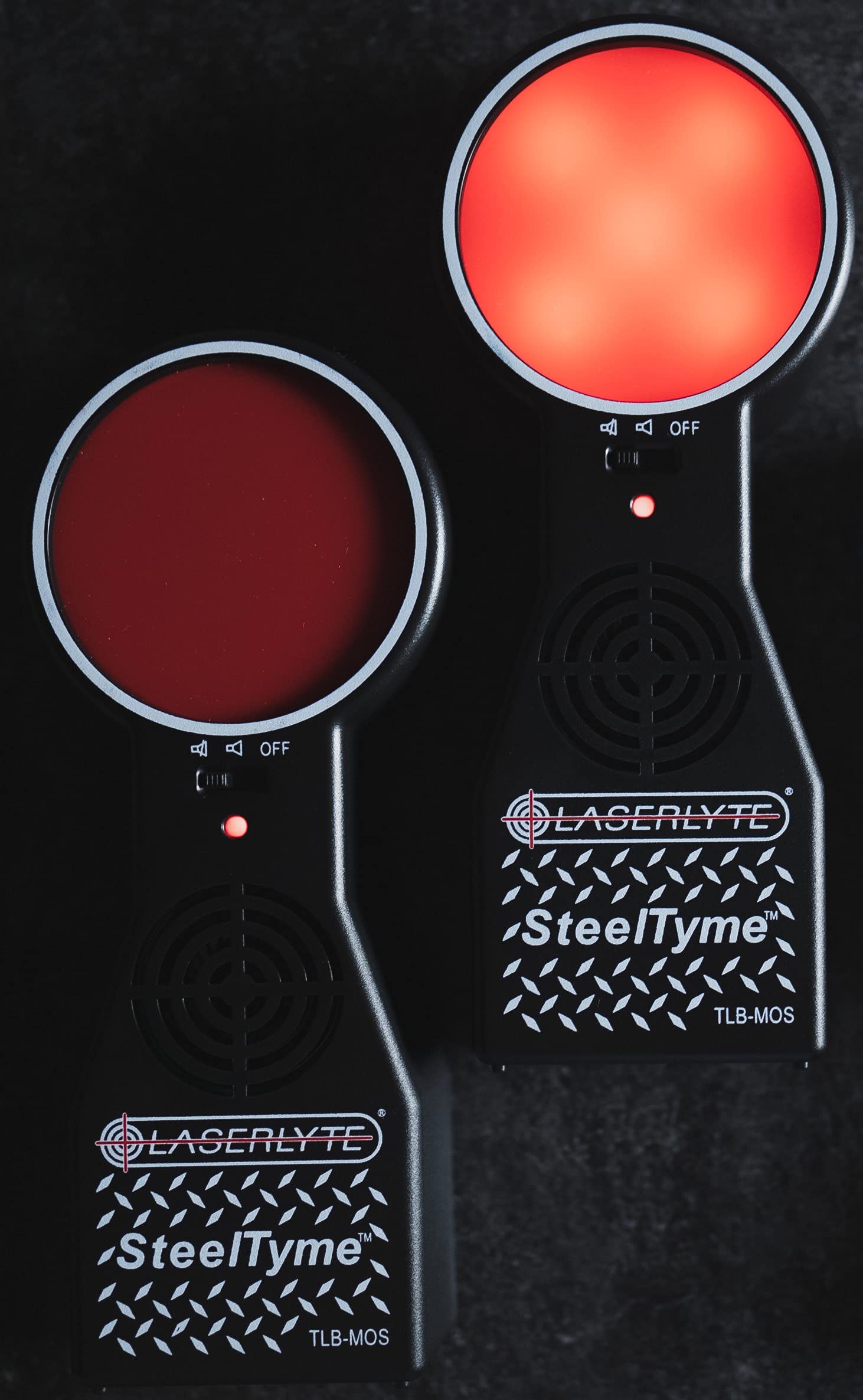 LaserLyte TLB-MOS Steel Tyme Laser Trainer Targets - Reactive Shooting & Dry Fire Practice with Plinking Steel Sound & Flashing LED Lights - Perfect for Indoor/Outdoor Marksmanship Training & Firearm Safety Drills