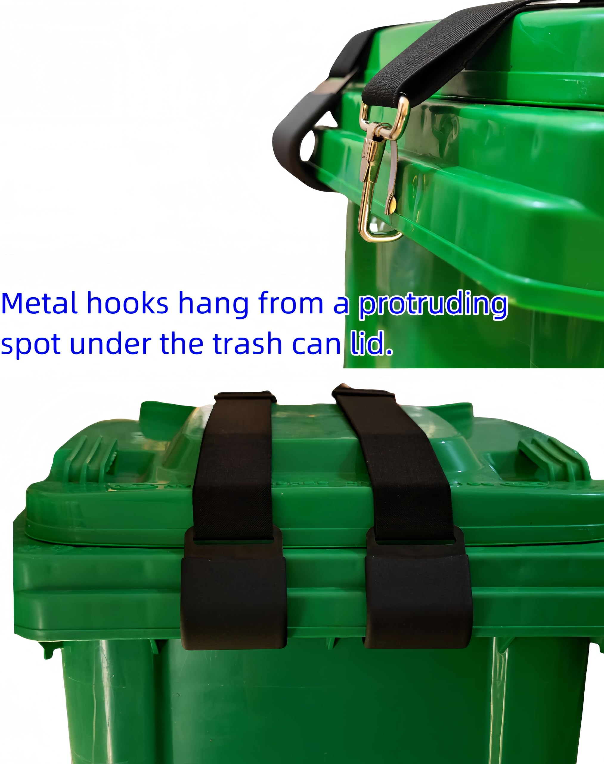 2 Pack Adjustable Trash Can Lid Locks - Heavy Duty Garbage Bin Straps for Raccoons, Squirrels & Dogs - Secure Outdoor Trash Cans from Animals (Black) - Perfect for Backyards, Camping & Wildlife Areas