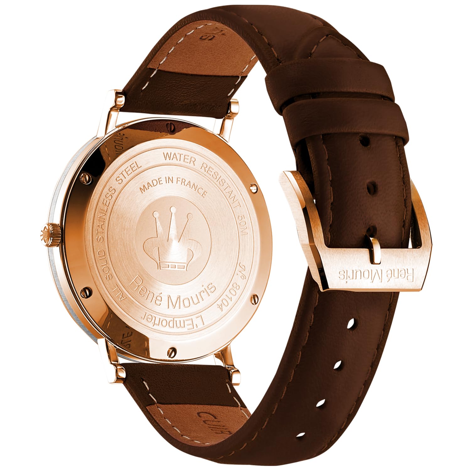 René Mouris Men's Classic Quartz Watch - 41MM 316L Stainless Steel Case, Sapphire Coated Crystal, 50M Water Resistance with Italian Leather Strap - Elegant Dress Watch for Business, Formal Occasions & Everyday Wear