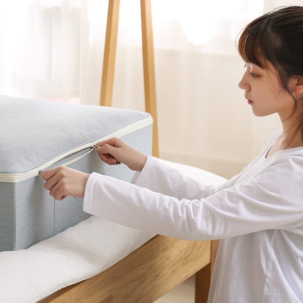 Under Bed Storage Bins with Lids - Breathable Oxford Zippered Organizer for Blankets, Comforters & Pillows | Space-Saving Clothes Storage Solution | Perfect for Seasonal Clothing, Bedding & Home Organization (Light Gray)