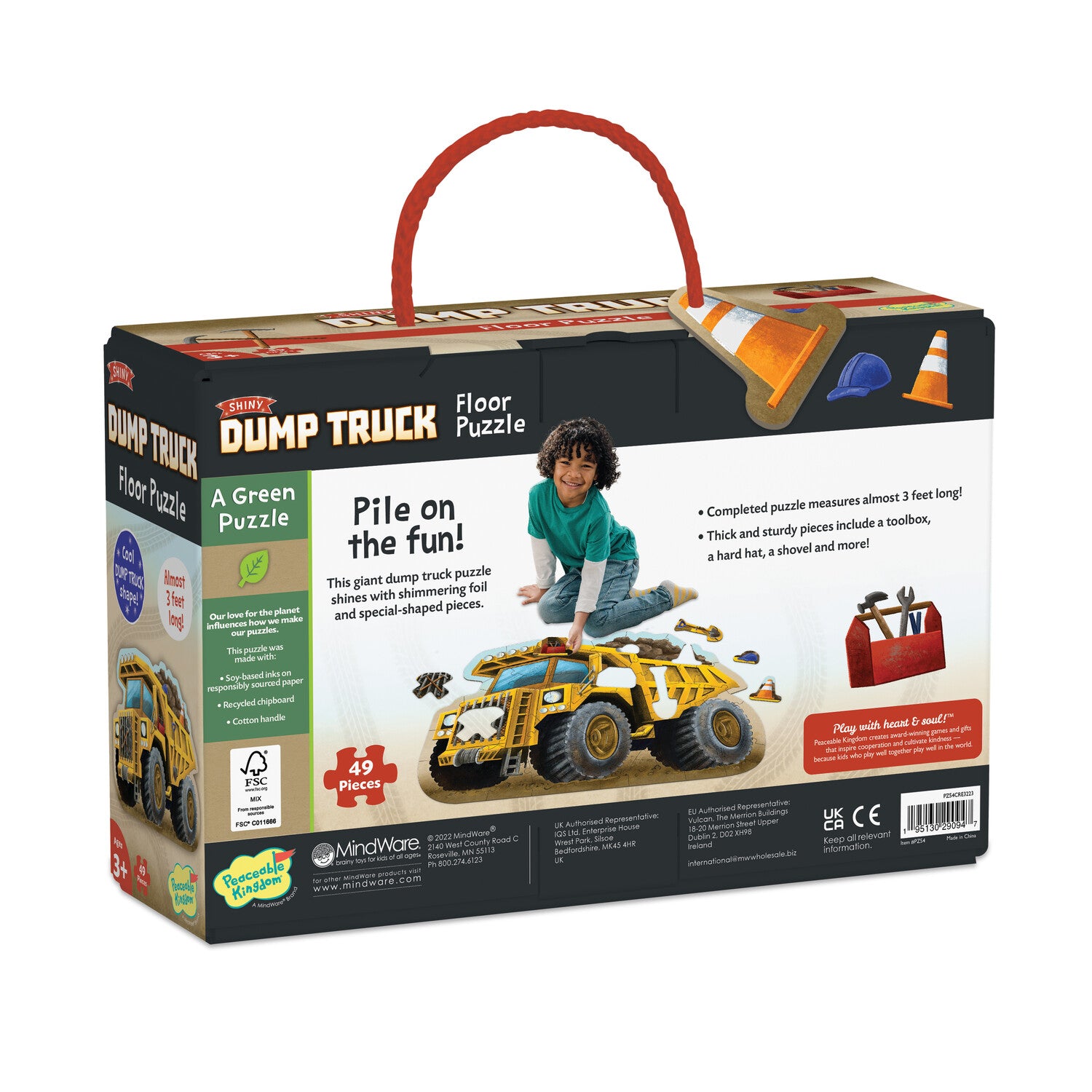 Peaceable Kingdom Shiny Dump Truck Floor Puzzle - 24-Piece Educational Toy for Kids Ages 3-5 | Fun Construction Theme for Playrooms & Preschool Learning