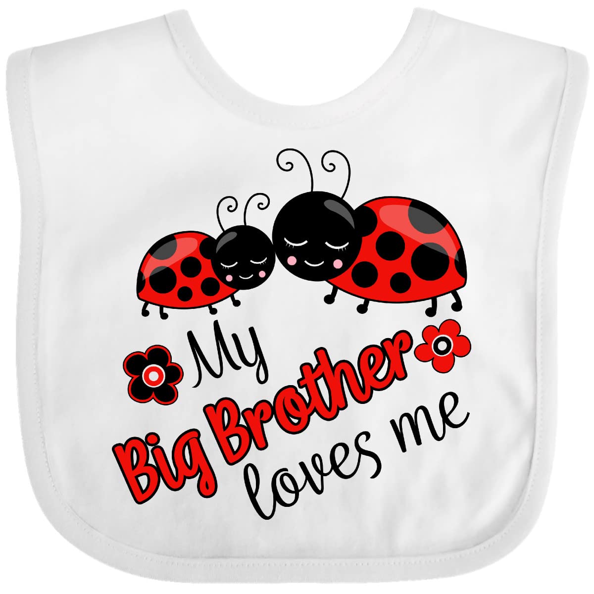 Inktastic My Big Brother Loves Me with Cute Ladybugs Baby Bib - Soft Cotton Drool Bib for Infants & Toddlers - Perfect for Feeding, Playtime & Photo Shoots