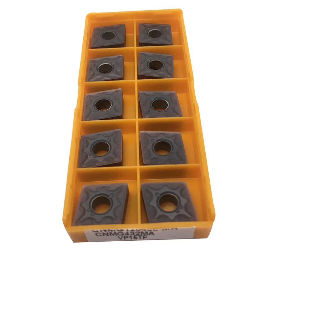 CNMG432MA Carbide Turning Inserts for Steel, Stainless Steel & Cast Iron - Premium Cutting Tools for MCLNR/L Turning Tool Holders - Ideal for Lathe Machining, Metalworking & Industrial Manufacturing (CNMG432MA Bronze Coating)