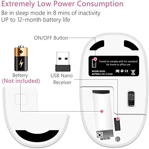 Wireless Mouse with Nano Receiver - Silent Click, Portable Optical Mouse for PC, Laptop, MacBook - Perfect for Office, Travel & Home Use (Bear Design)