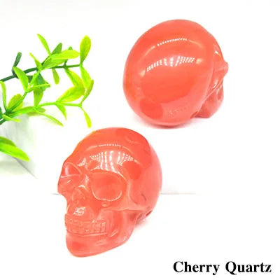 2 Pack Hand Carved Skull Statues - Natural Healing Crystal Stones for Home Decor, Wicca Energy & Chakra Healing - Unique Spiritual Gift for Meditation & Yoga Spaces
