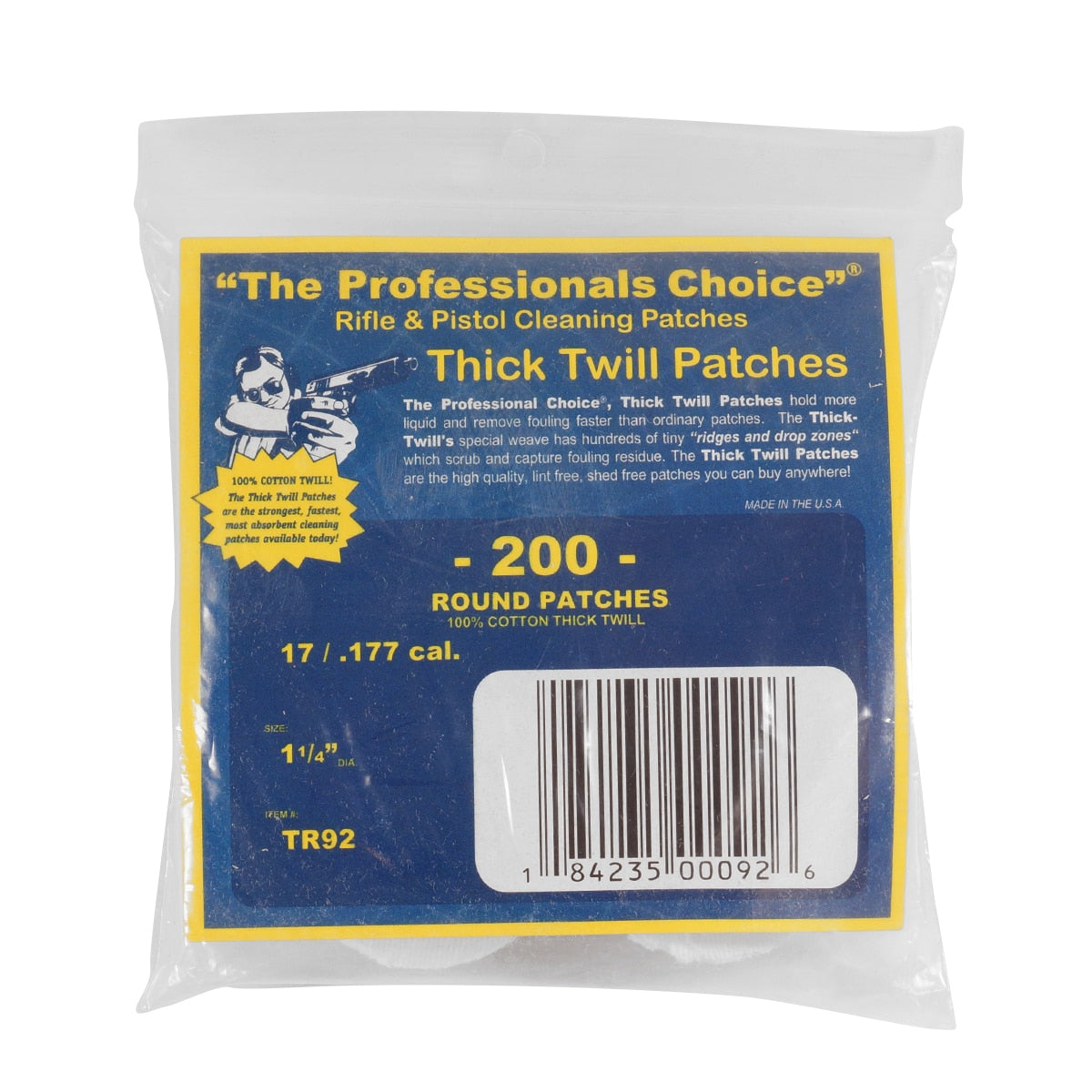 Professional Twill Round Cleaning Patches 17/.177 Caliber - 200 Pack for Gun Maintenance & Precision Shooting