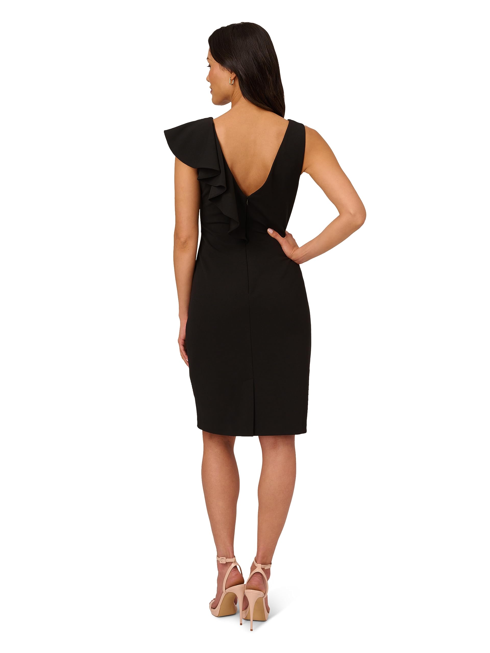 Adrianna Papell Women's Short Ruffle Crepe Dress - Elegant Cocktail Party & Wedding Guest Dress for Women