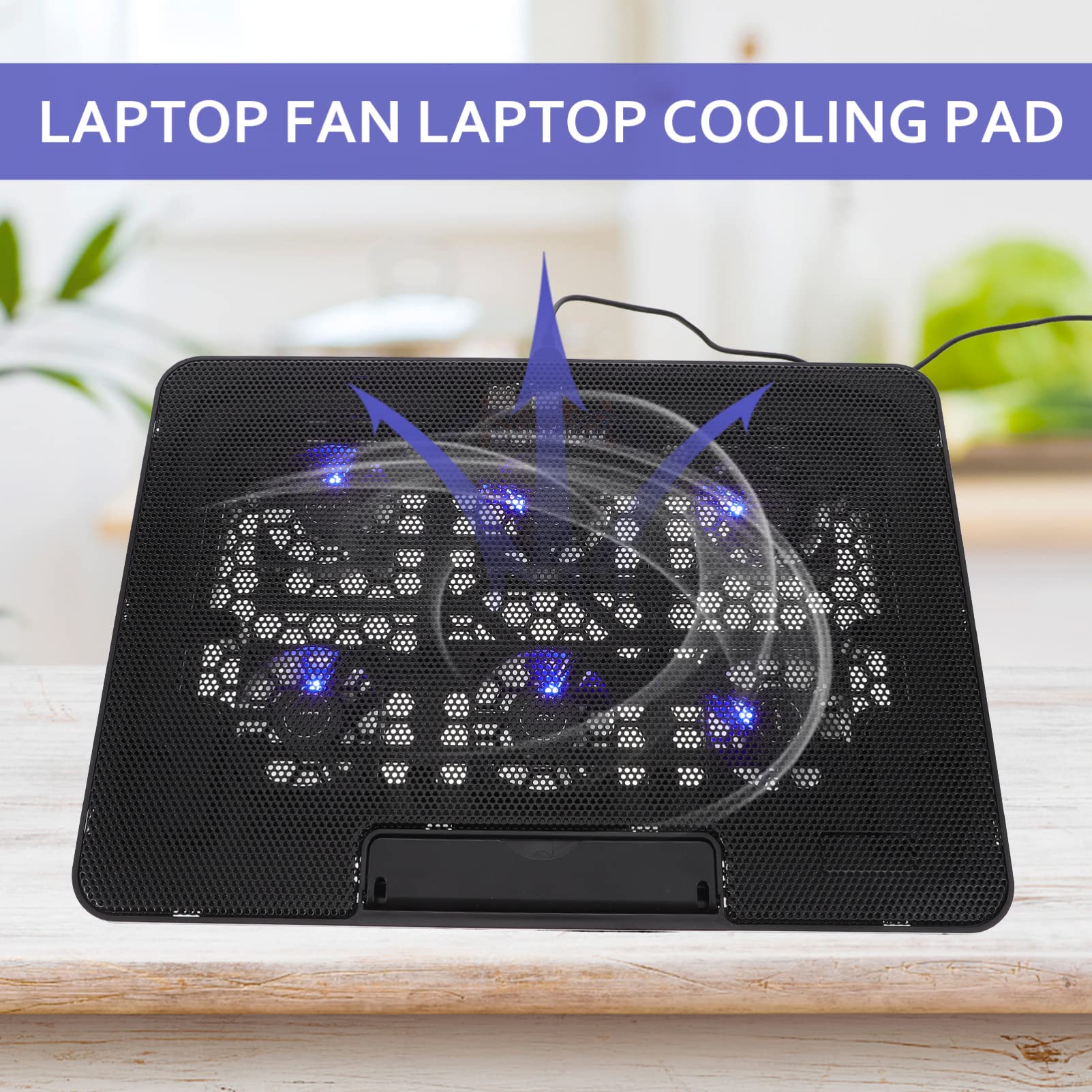 Portable Laptop Cooling Pad with Fan - Adjustable Laptop Stand with Exhaust Cooling System, Plastic Base for Desk Use, Ideal for Gaming, Office, and Home Workspaces