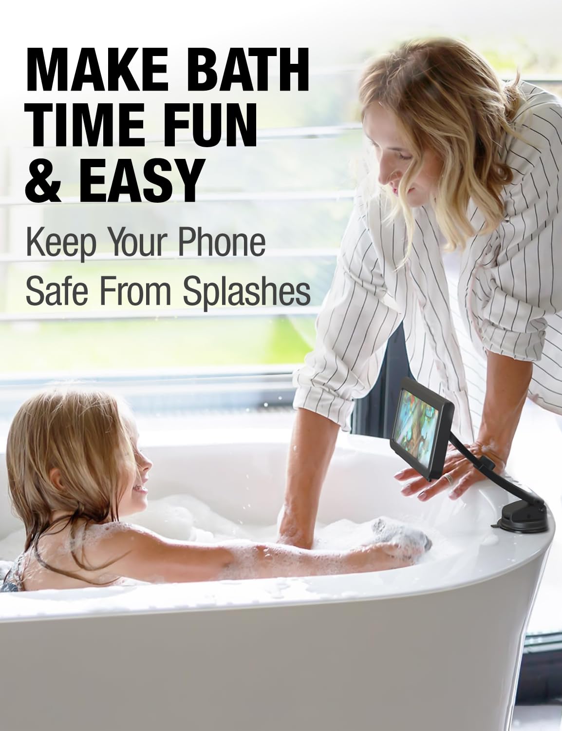 Waterproof Shower Phone Holder - Adjustable, Rotatable, Reusable Suction Cup Stand for iPhone, Samsung & 4-7