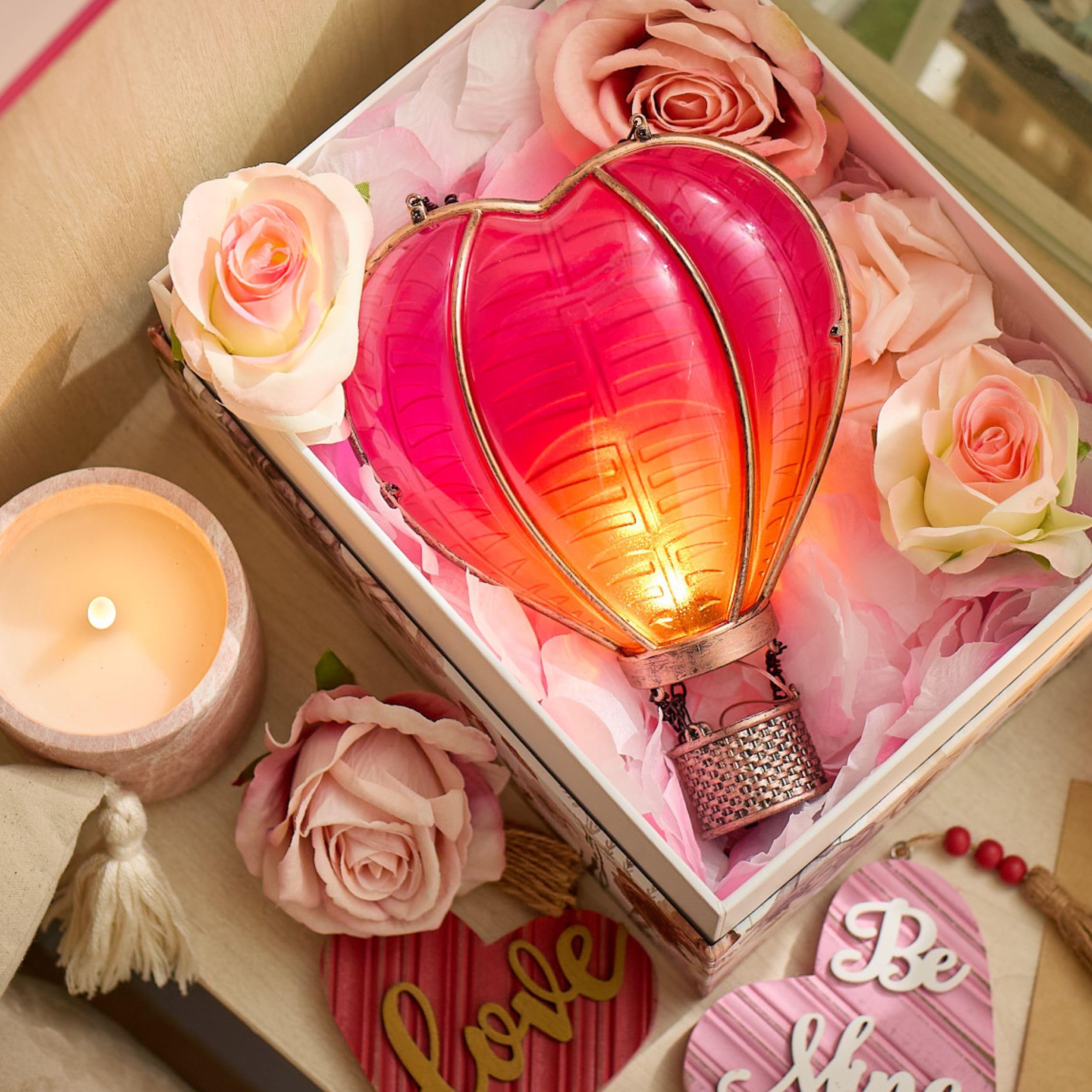 TERESA'S Collections Heart-Shaped Solar Lantern with Flickering Flame Effect - Outdoor Hanging Solar Lights for Garden, Patio, Wedding & Anniversary Decor - Romantic Ambiance Solar-Powered Decoration
