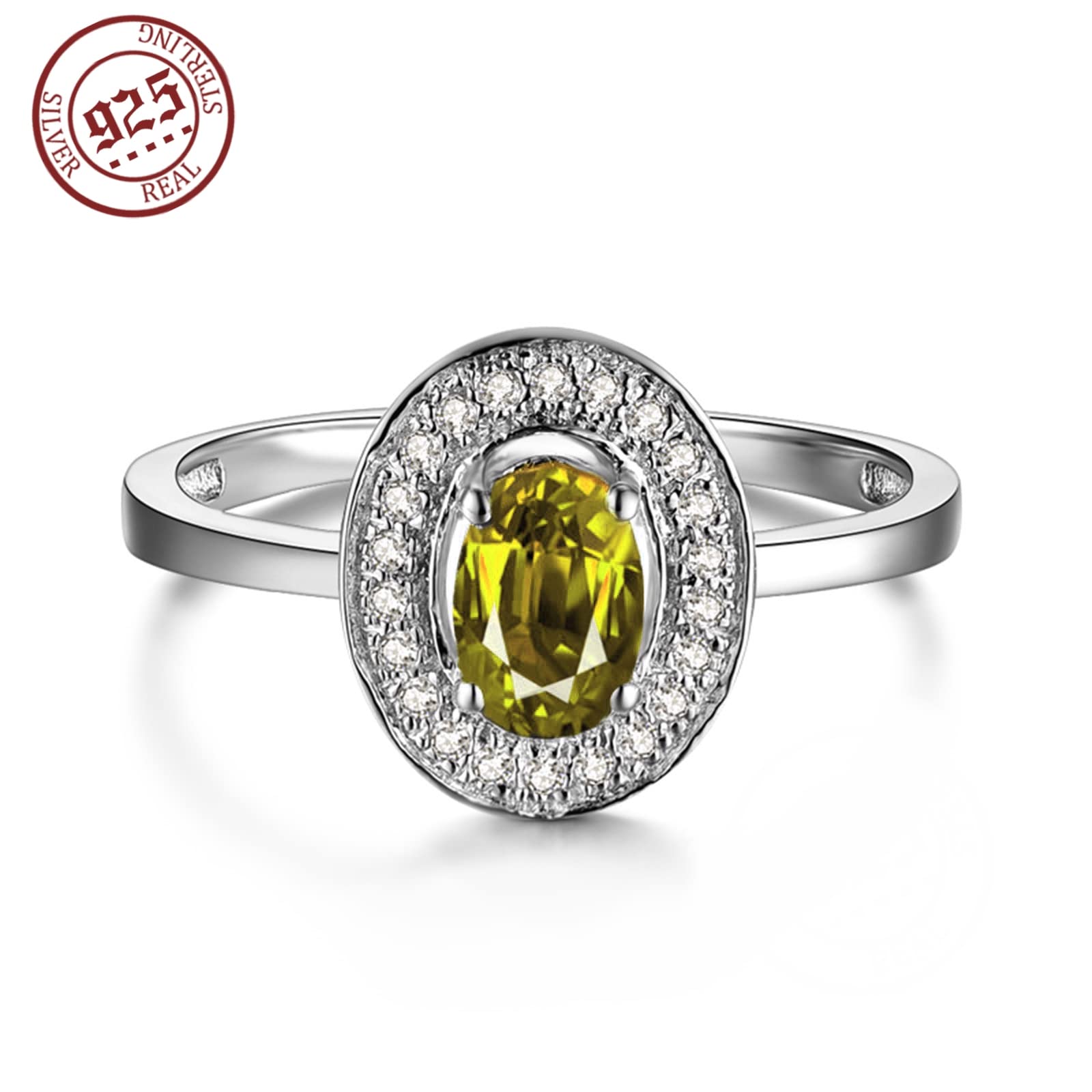 Gualiy Sterling Silver Oval Cubic Zirconia Engagement Ring for Women - Size 4-11 | Wedding, Proposal, Anniversary Gift for Her