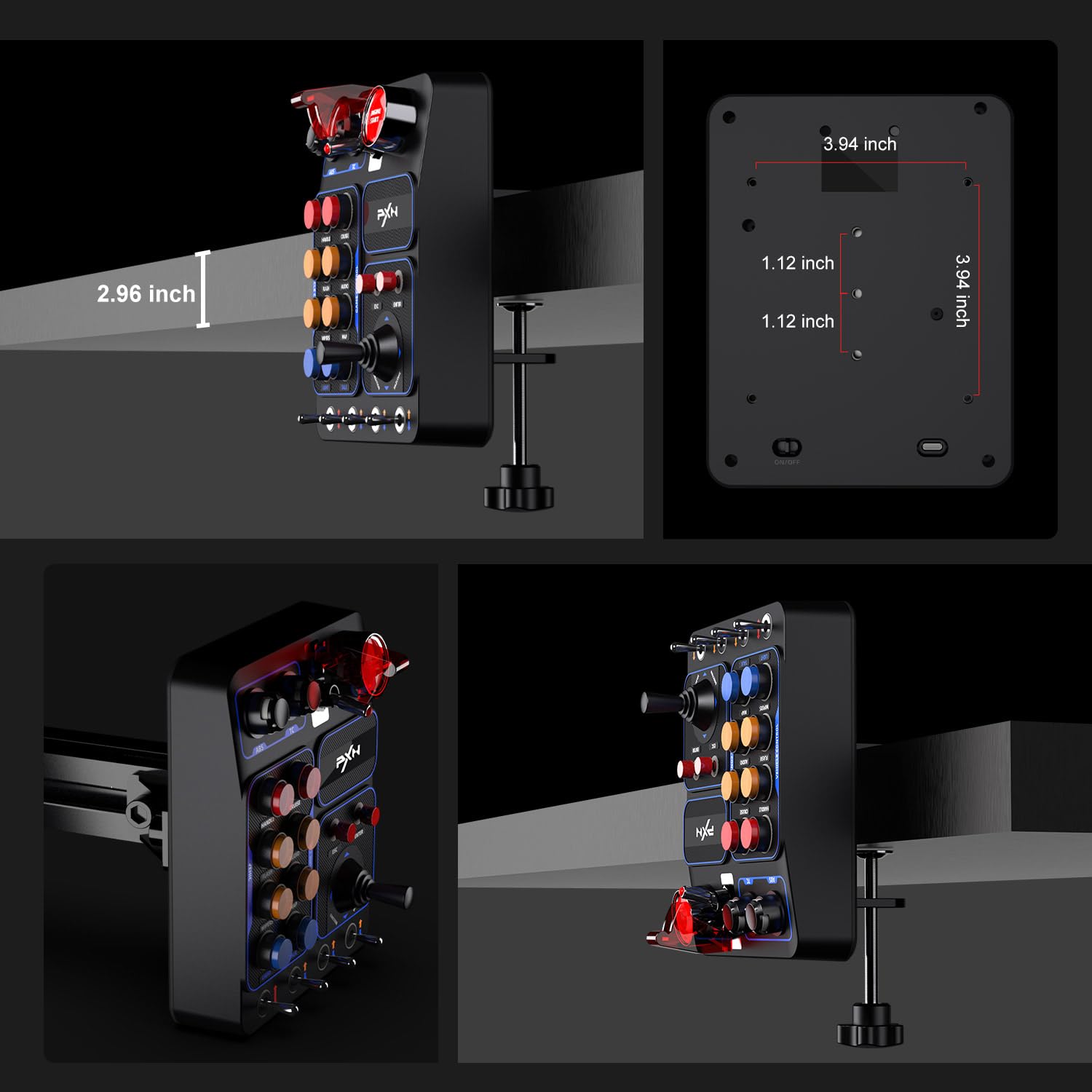PXN Farm Simulation Controller - CB1 Sim Racing Button Box for PC, Compatible with Logitech & Thrustmaster Wheels, Adjustable Clamp & Spinner Knob, APP Control - Perfect for American Truck Simulator & Farming Simulator Gaming (PC Only) - Enhance Your Racing Experience with Realistic Controls