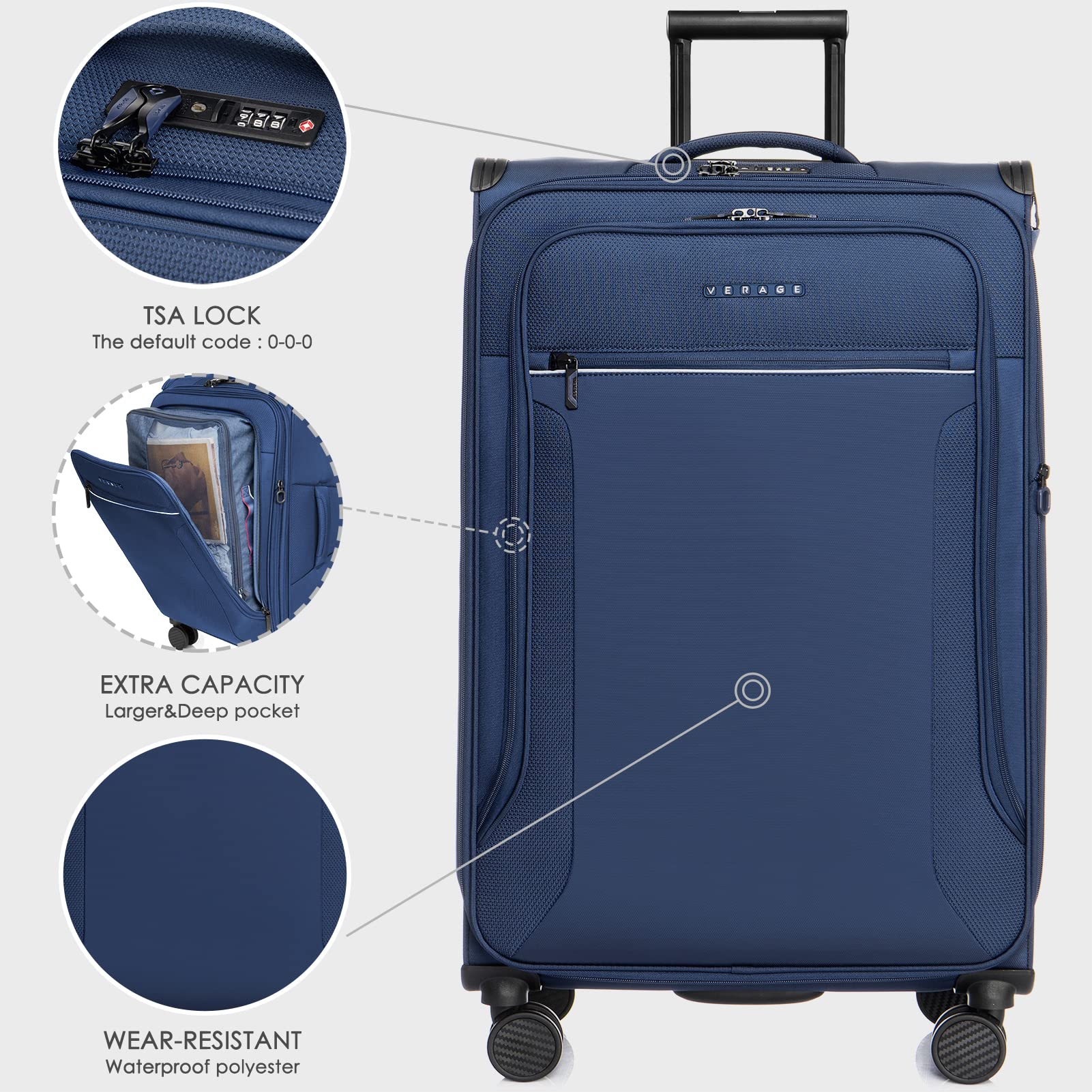 Vergae Toledo Expandable Softside Spinner Luggage - 29
