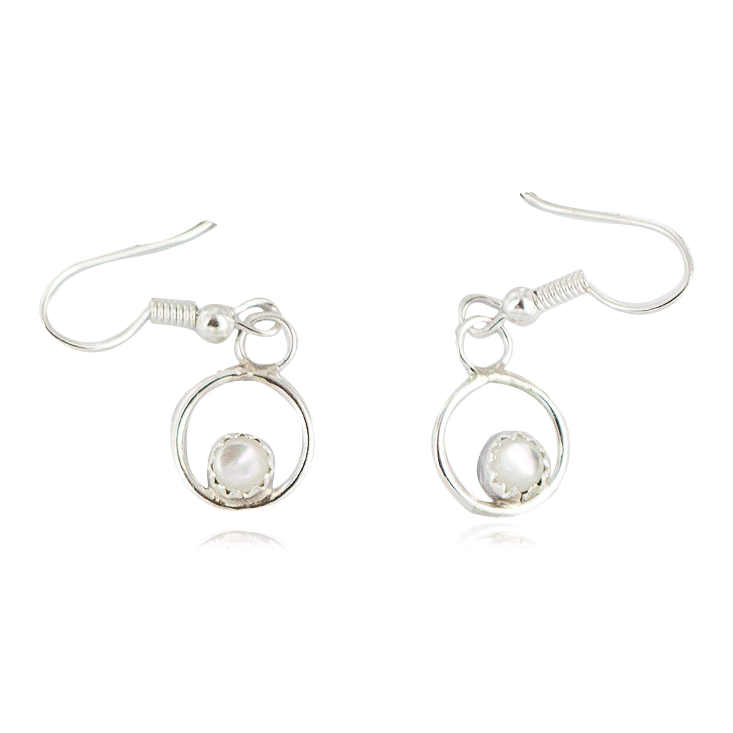 Authentic Navajo Sterling Silver Natural Mother of Pearl Dangle Earrings | Handmade by Loma Siiva | $90Tag Certified Native American Jewelry | Perfect for Boho Fashion, Wedding Accessories & Cultural Gift Giving