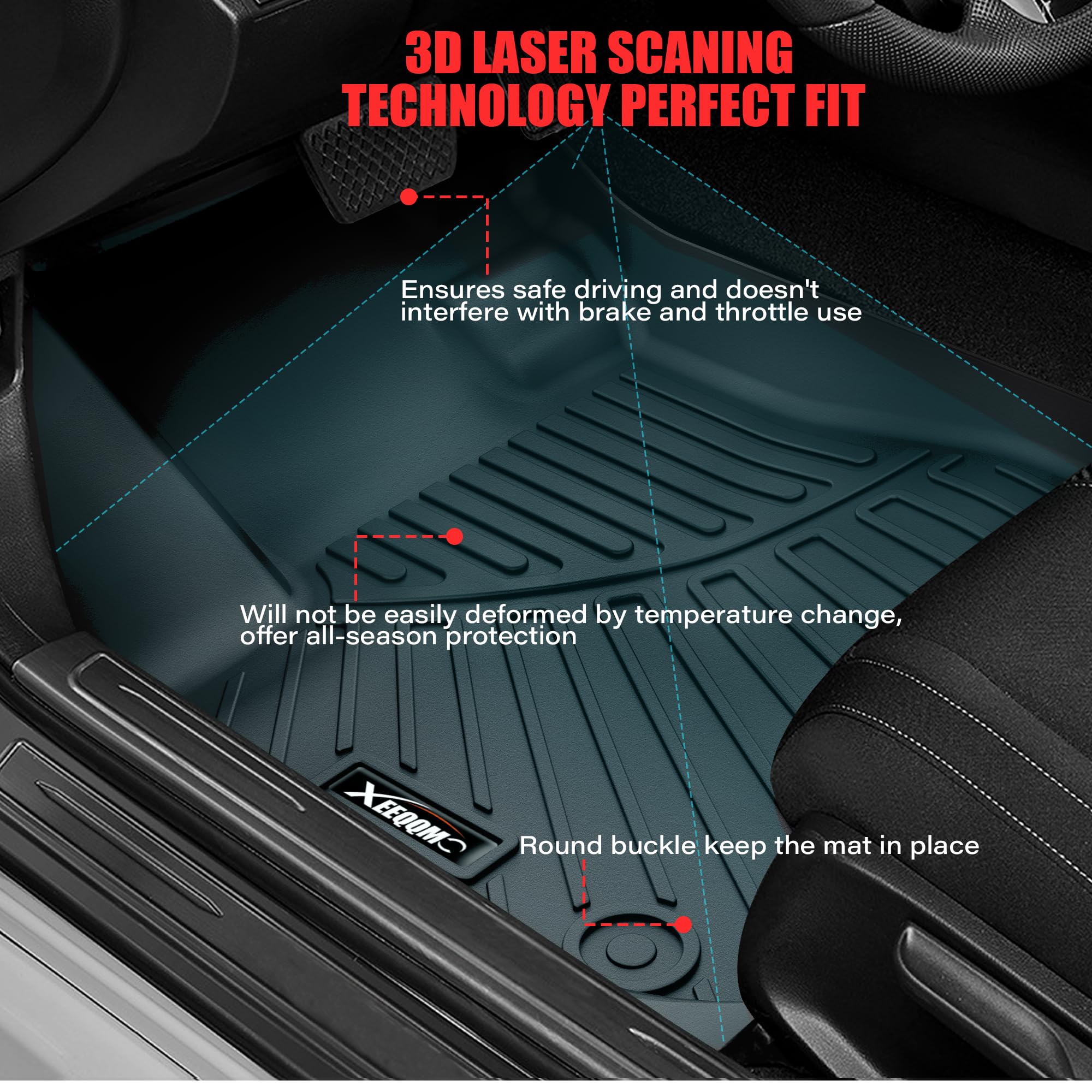 2022-2025 Jeep Grand Wagoneer All-Weather TPE Floor Mats Set - 8 Seater 3-Row Custom Fit Floor Liners with Cargo Trunk Mat | Durable Protection for Mud, Snow & Spills | Perfect for Family Road Trips & Off-Road Adventures